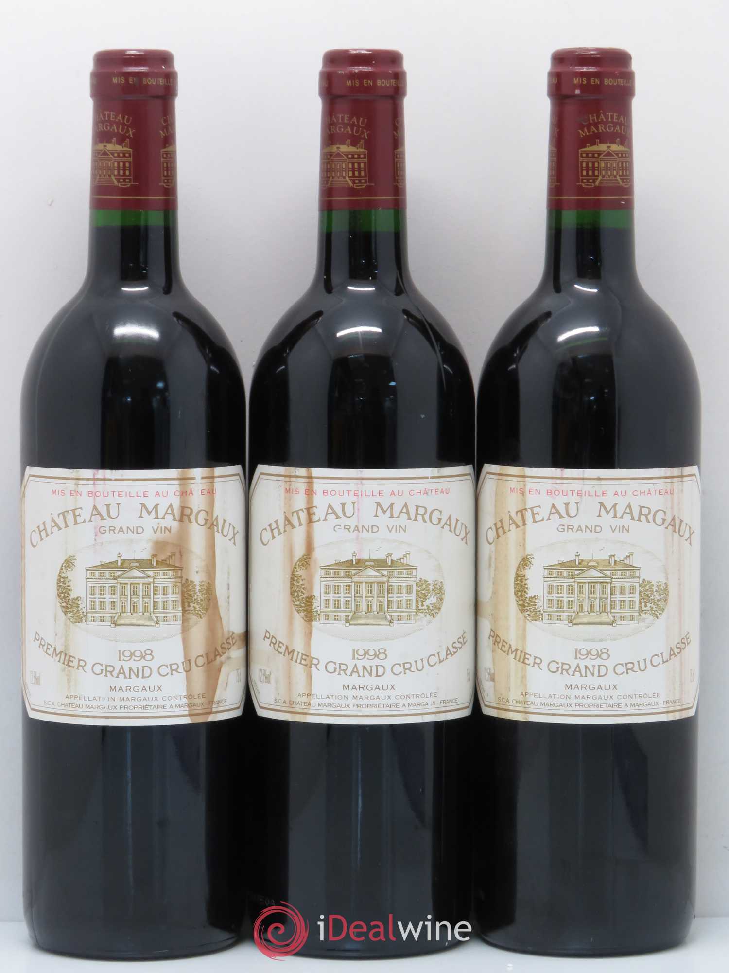 Château Margaux 1er Grand Cru Classé 1998 - Lot de 3 bouteilles - 0