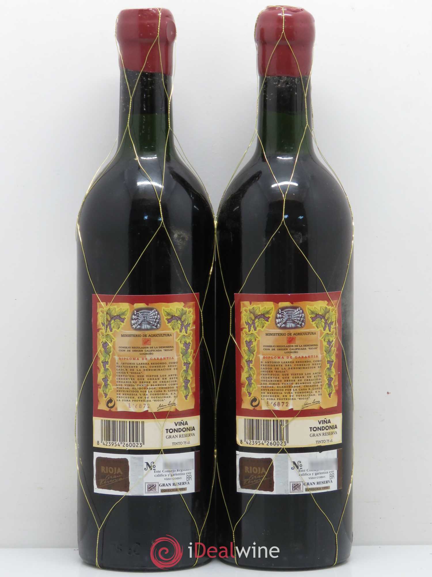 Rioja DOCA Vina Tondonia Gran Reserva Lopez de Heredia 1991 - Lotto di 2 bottiglie - 1