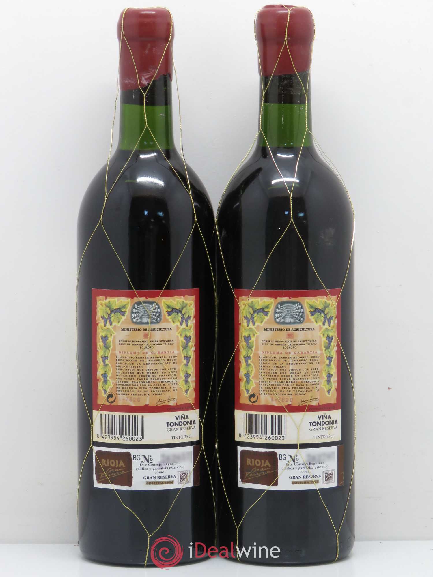 Rioja DOCA Vina Tondonia Gran Reserva Lopez de Heredia 1994 - Lotto di 2 bottiglie - 1