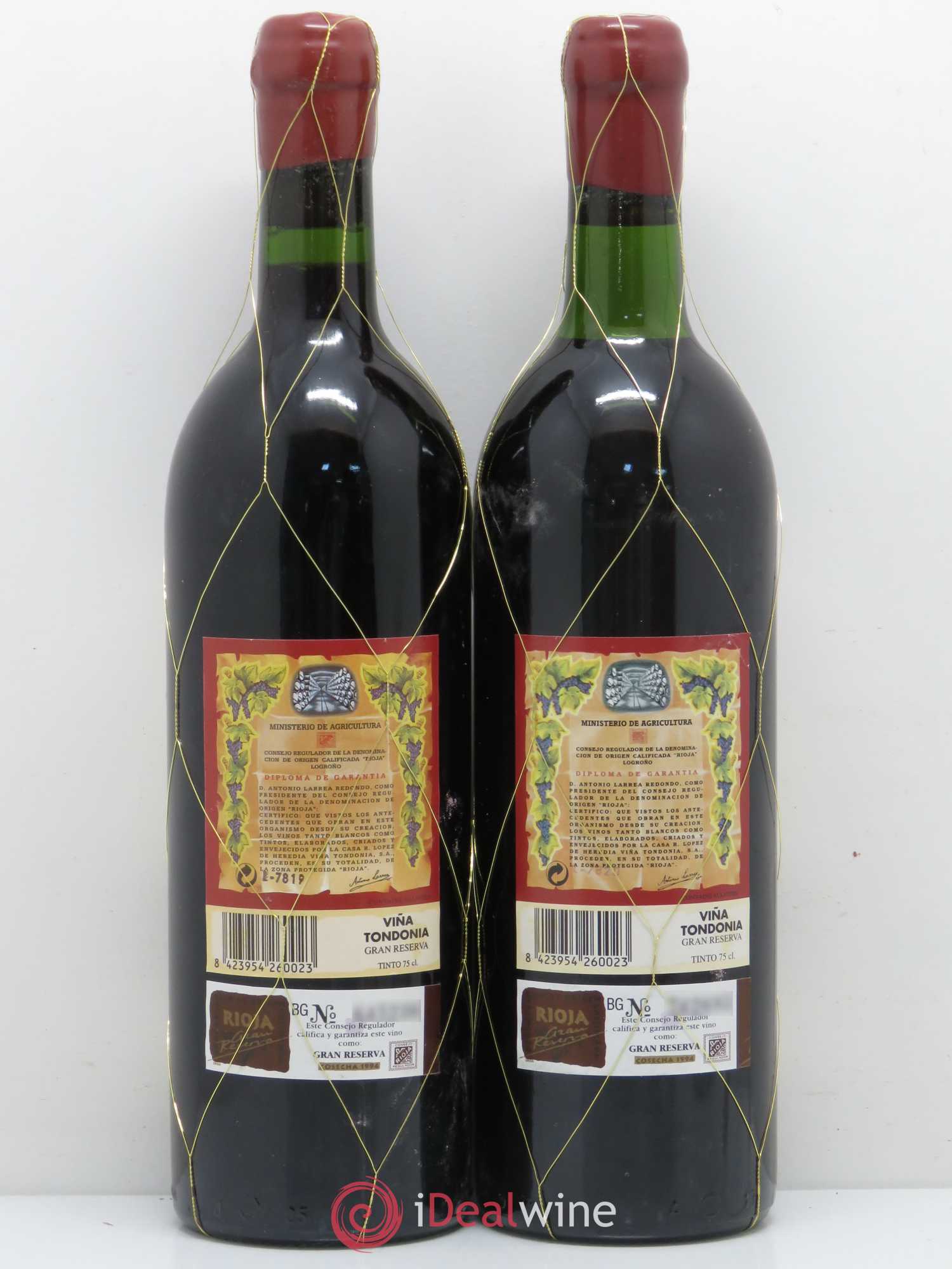 Rioja DOCA Vina Tondonia Gran Reserva Lopez de Heredia 1994 - Lotto di 2 bottiglie - 1