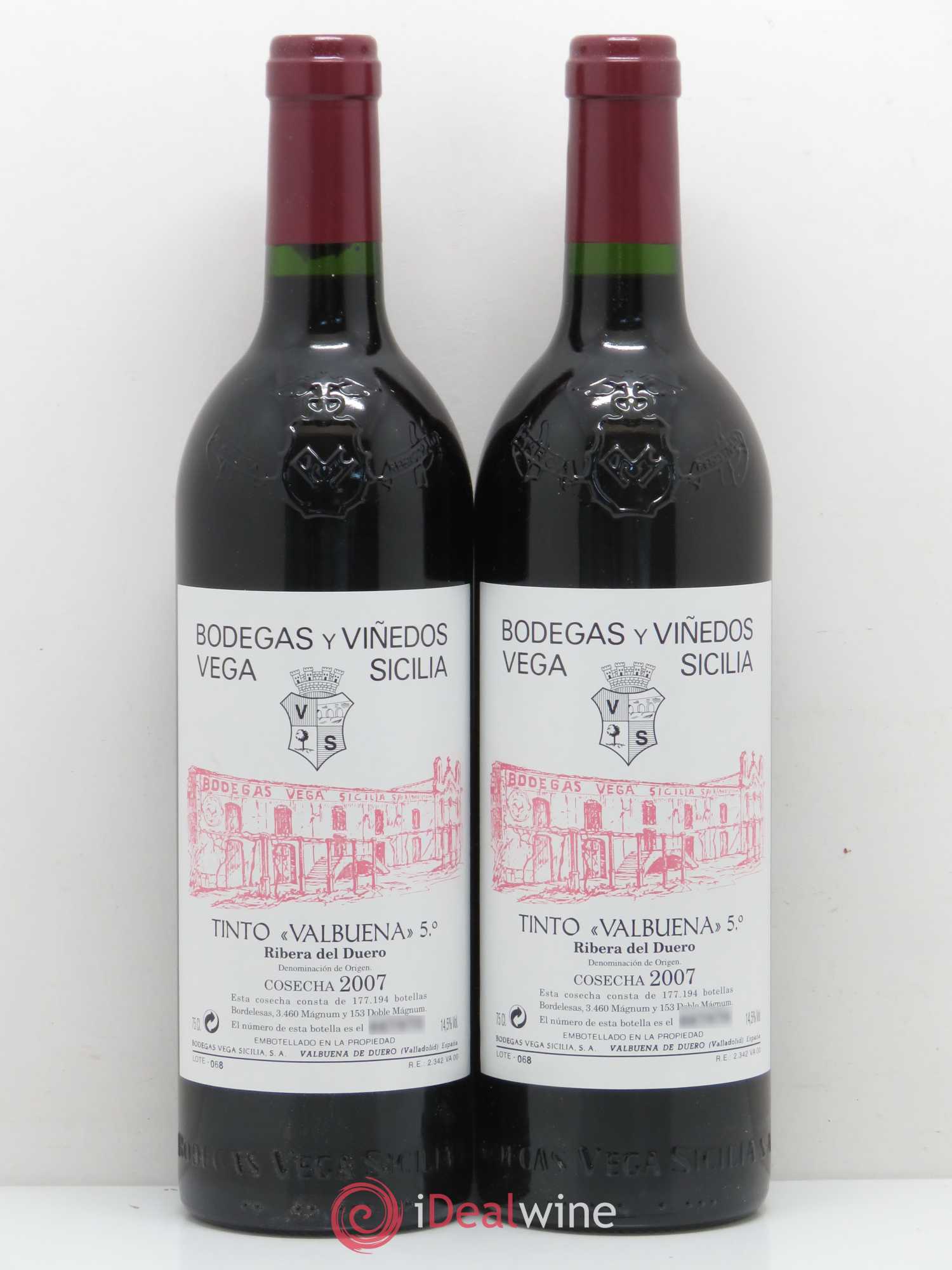 Ribera Del Duero DO Vega Sicilia Valbuena 5 ano Famille Alvarez 2007 - Lot de 2 bouteilles - 0