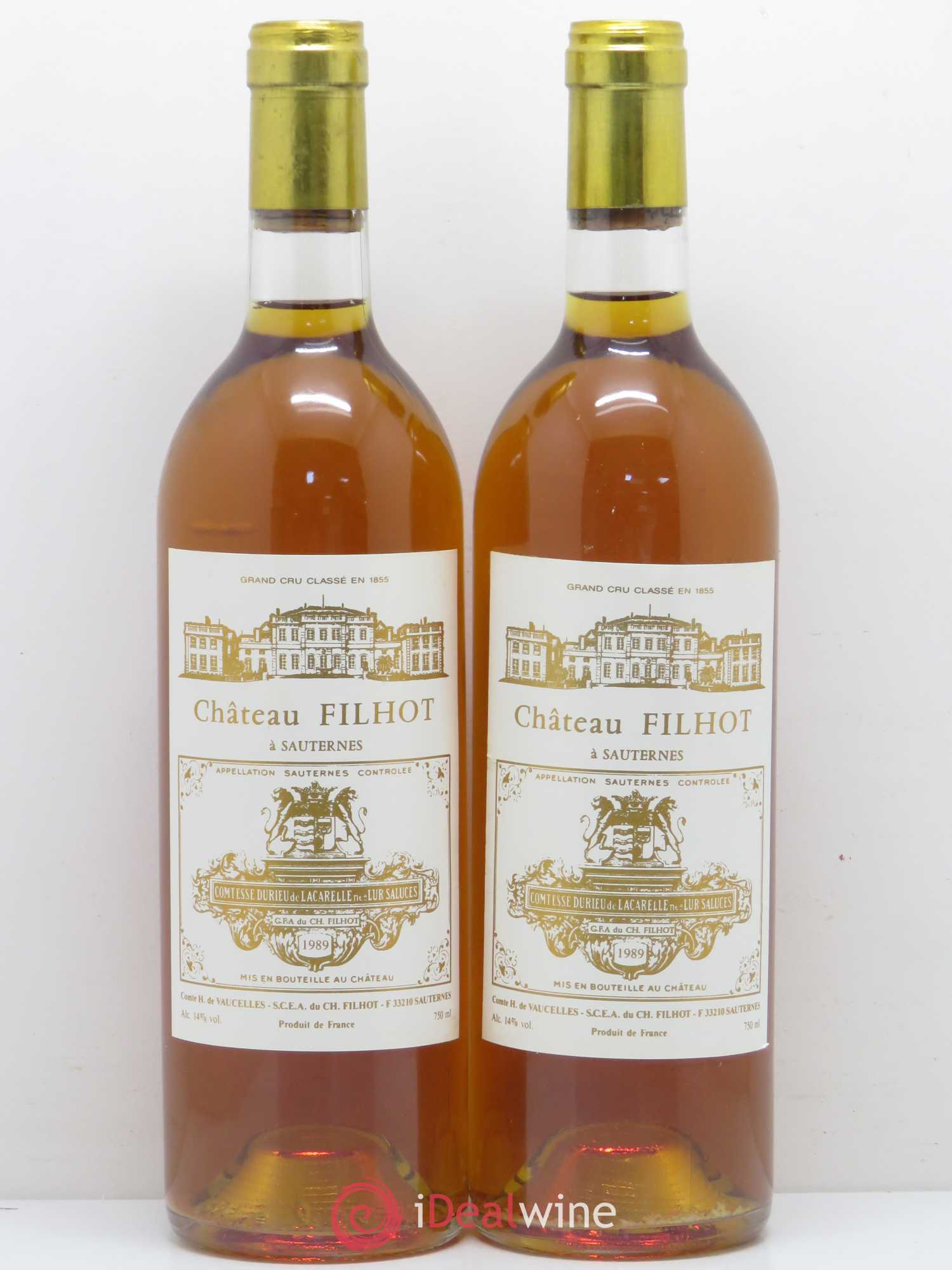 Château Filhot 2ème Grand Cru Classé 1989 - Lotto di 2 bottiglie - 0