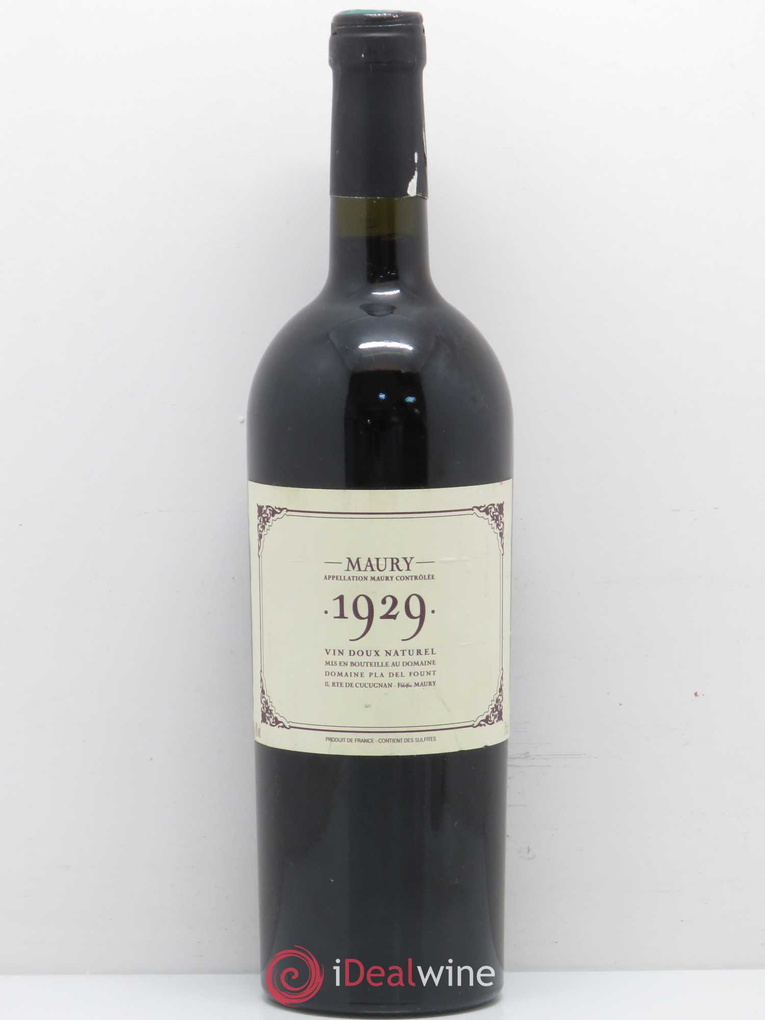 Maury Pla del Fount (Domaine) 1929 - Lot de 1 bouteille - 0