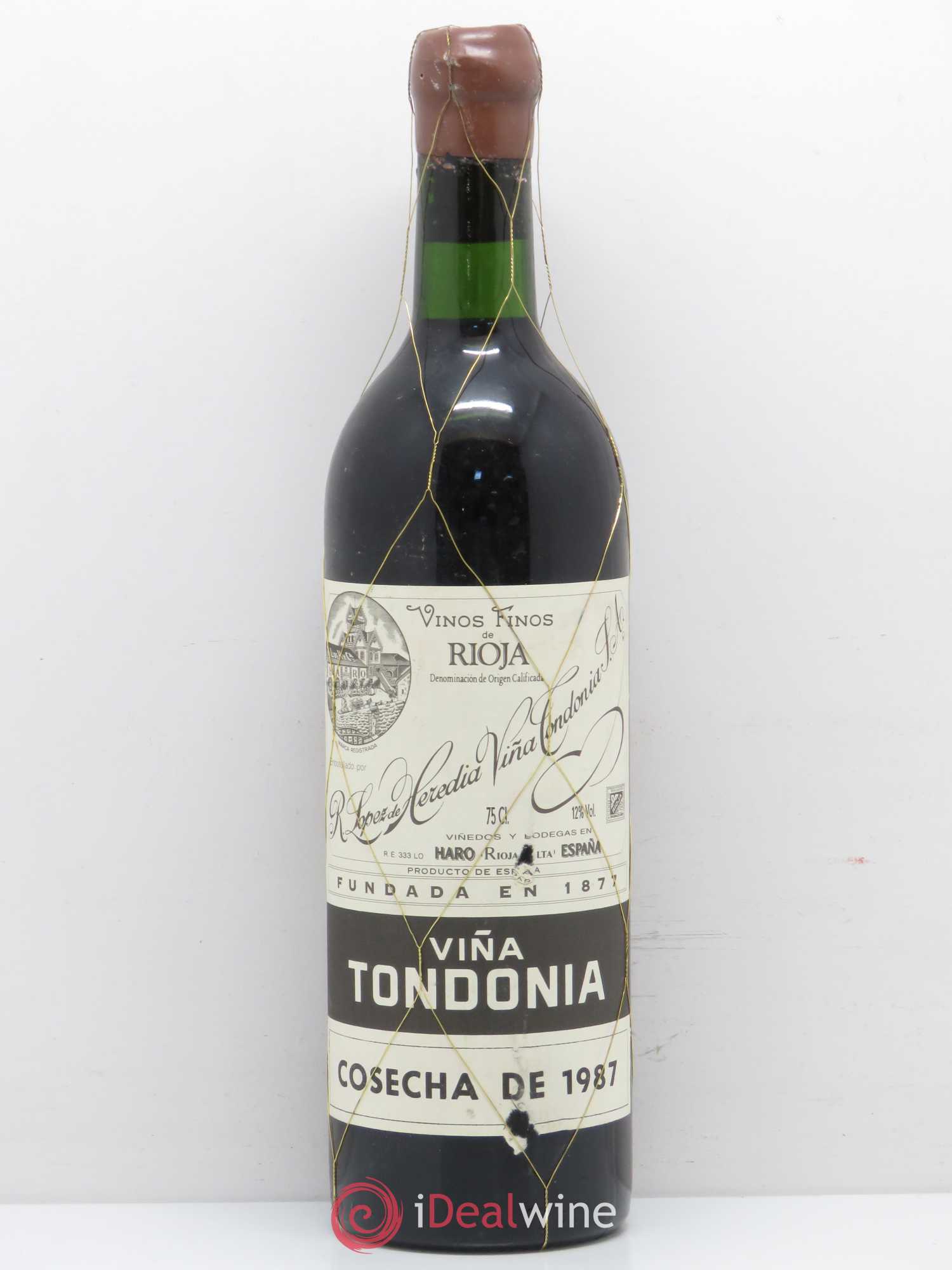Rioja DOCA Reserva Vina Tondonia R. Lopez de Heredia 1987 - Lot de 1 bouteille - 0