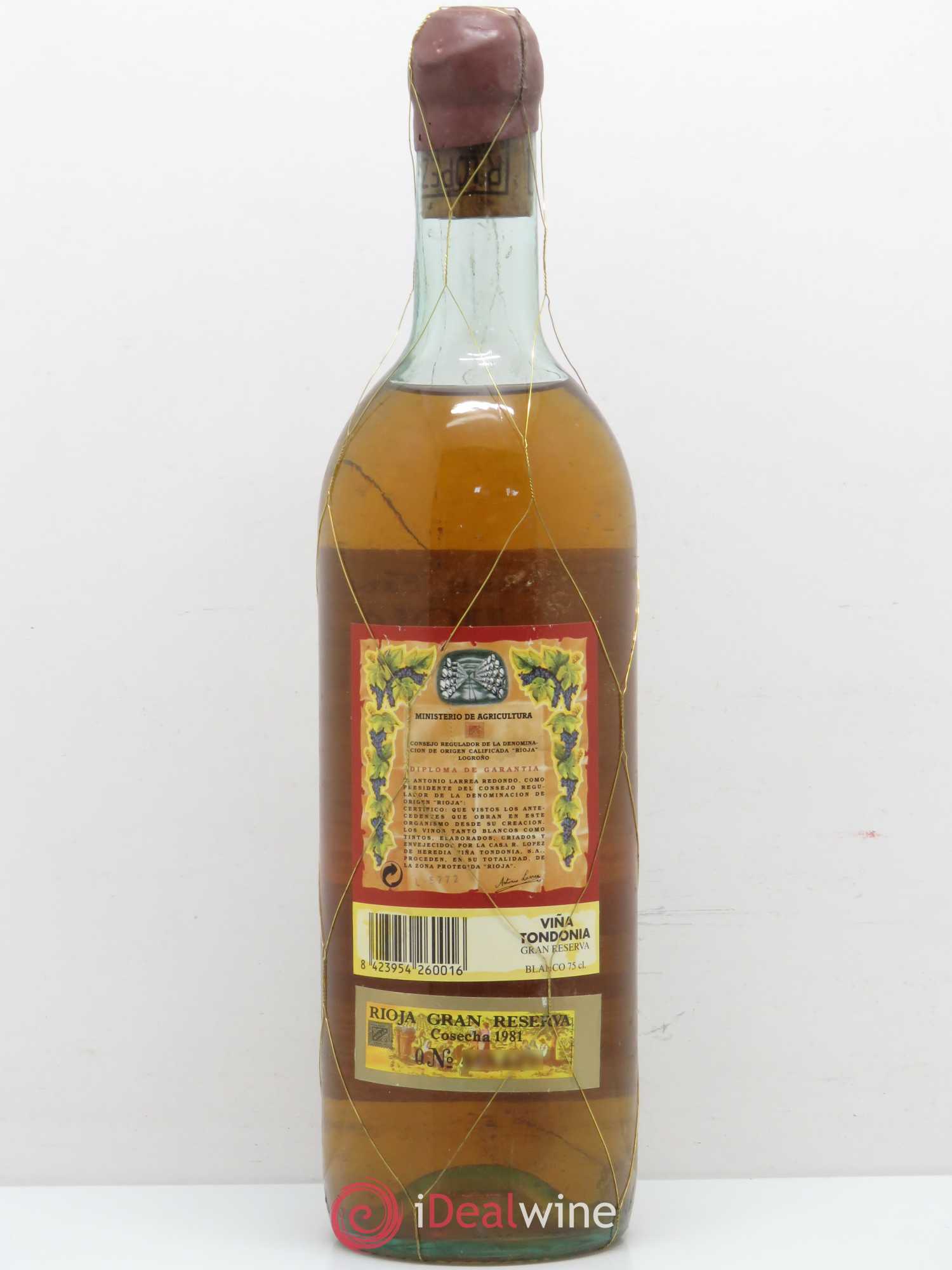 Rioja DOCA Reserva Vina Tondonia R. Lopez de Heredia 1981 - Lot de 1 bouteille - 1