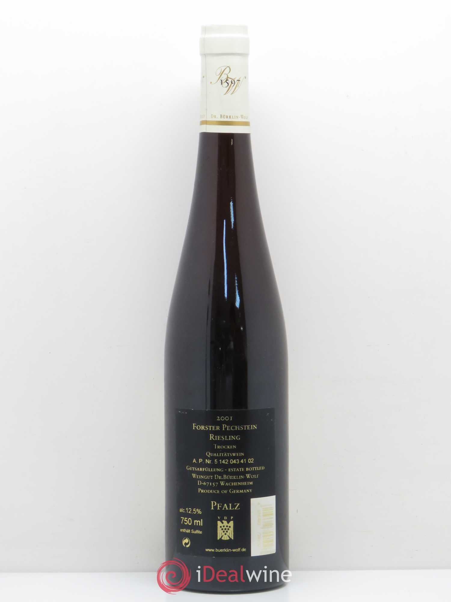 Allemagne Rheingau Forster Pechstein Riesling Trocken Dr Burkling Wolf 2001 - Posten von 1 Flasche - 1