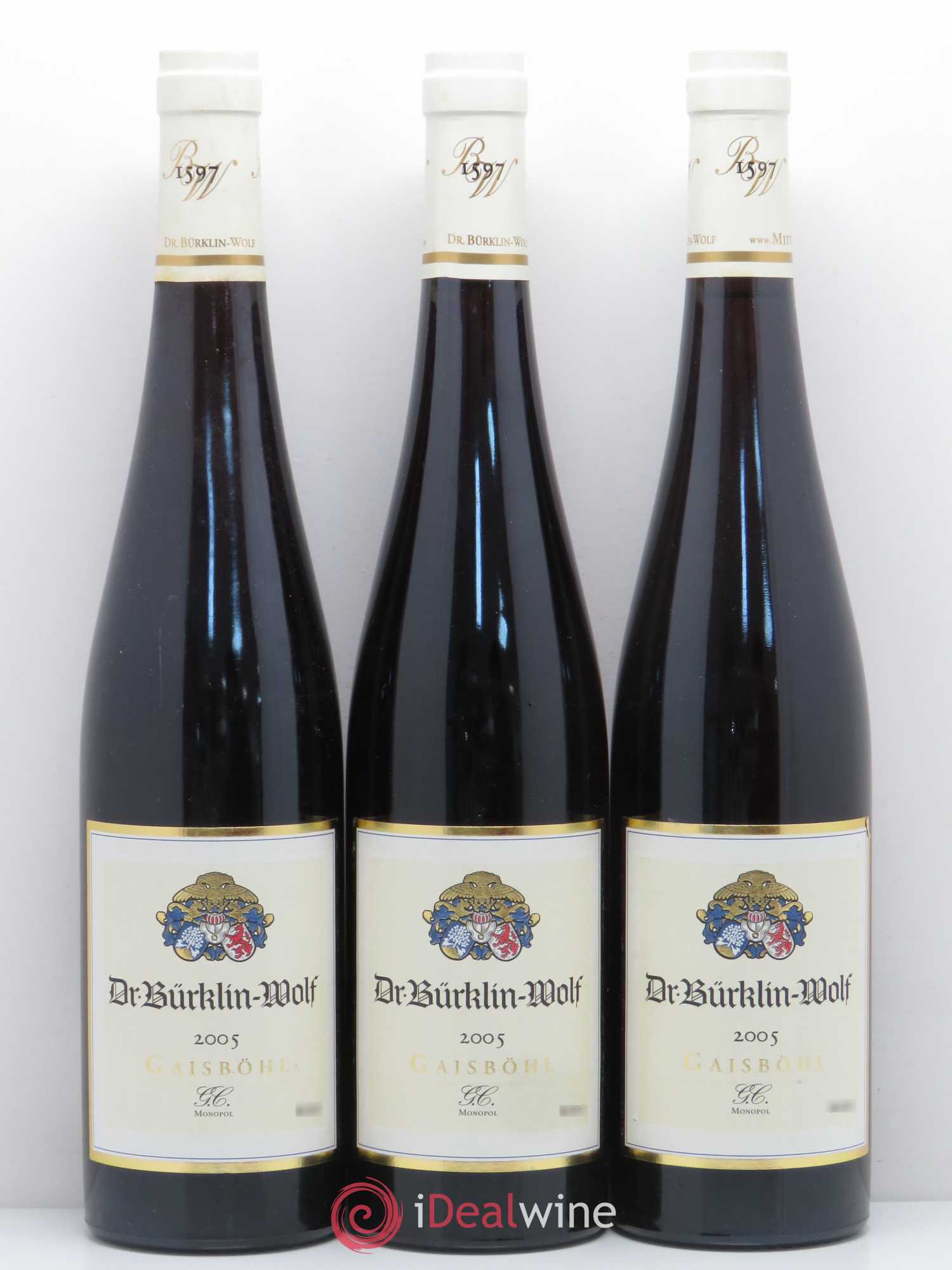 Allemagne Rheingau Ruppertsberger Gaisbohl Riesling Trocken GC Dr Burkling Wolf 2005 - Posten von 3 Flaschen - 0
