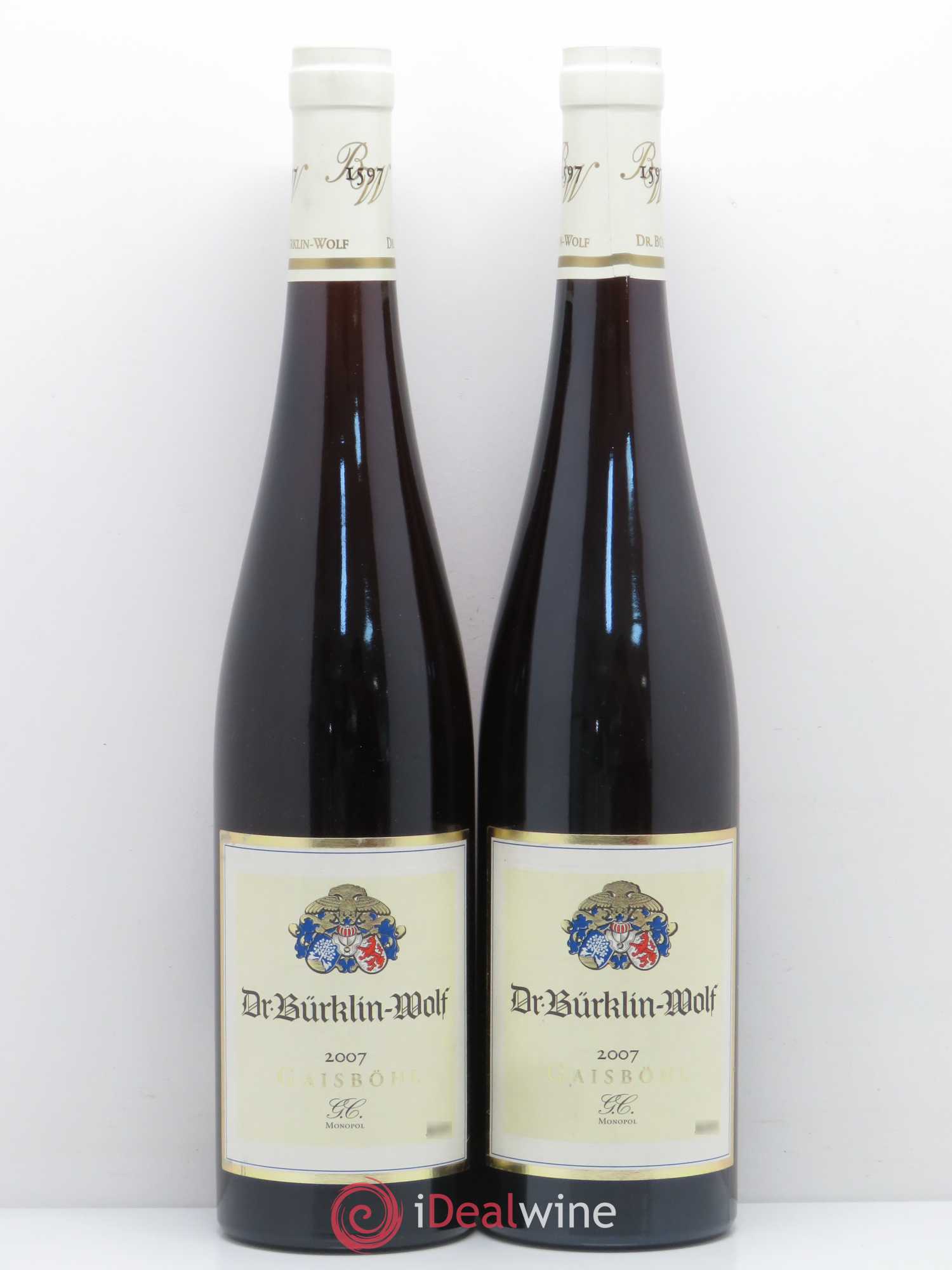 Allemagne Rheingau Ruppertsberger Gaisbohl Riesling Trocken GC Dr Burkling Wolf 2007 - Lotto di 2 bottiglie - 0