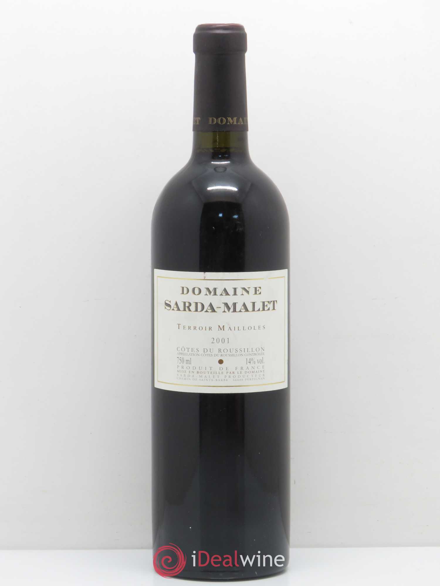 Côtes du Roussillon Domaine Sarda-Malet Terroir de Mailloles Jérôme Malet 2001 - Lot de 1 bouteille - 0