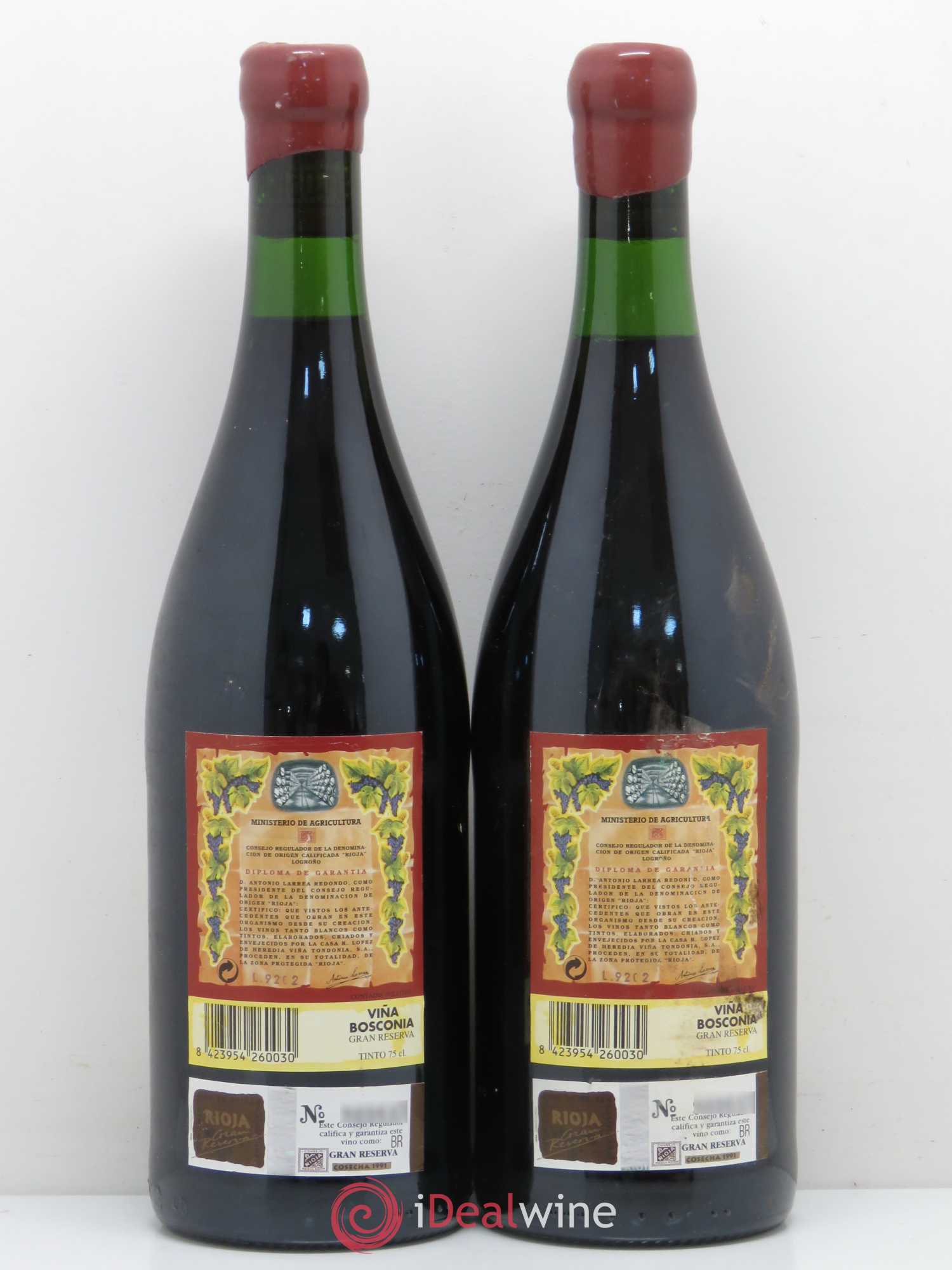 Rioja DOCA Vina Bosconia Gran Reserva Lopez de Heredia 1991 - Posten von 2 Flaschen - 1