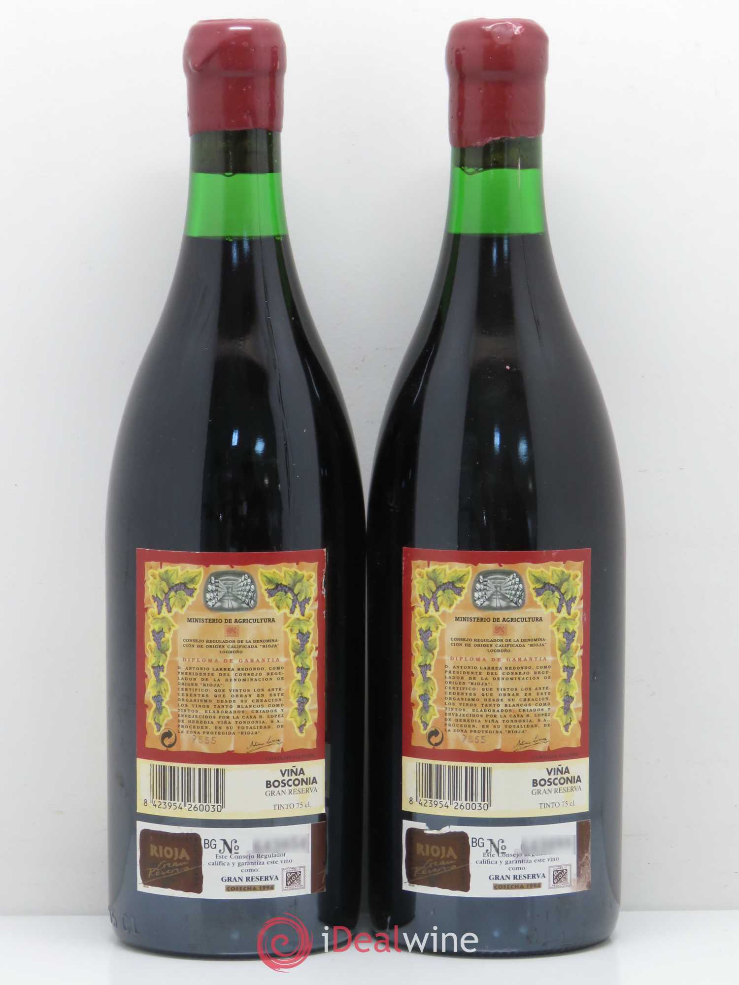 Rioja DOCA Vina Bosconia Gran Reserva Lopez de Heredia 1994 - Lot de 2 bouteilles - 1