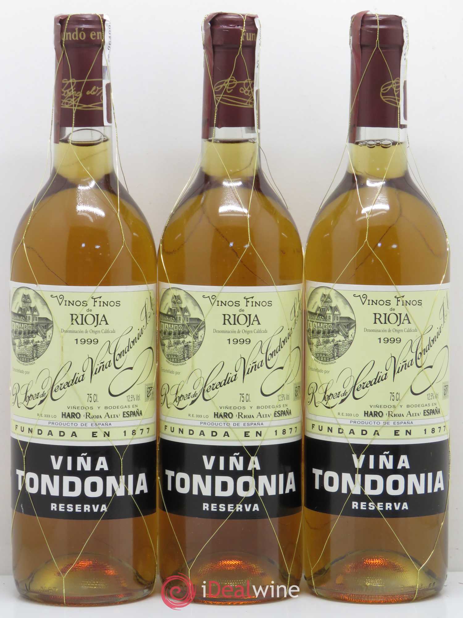 Rioja DOCA Reserva Vina Tondonia R. Lopez de Heredia 1999 - Lot de 3 bouteilles - 0