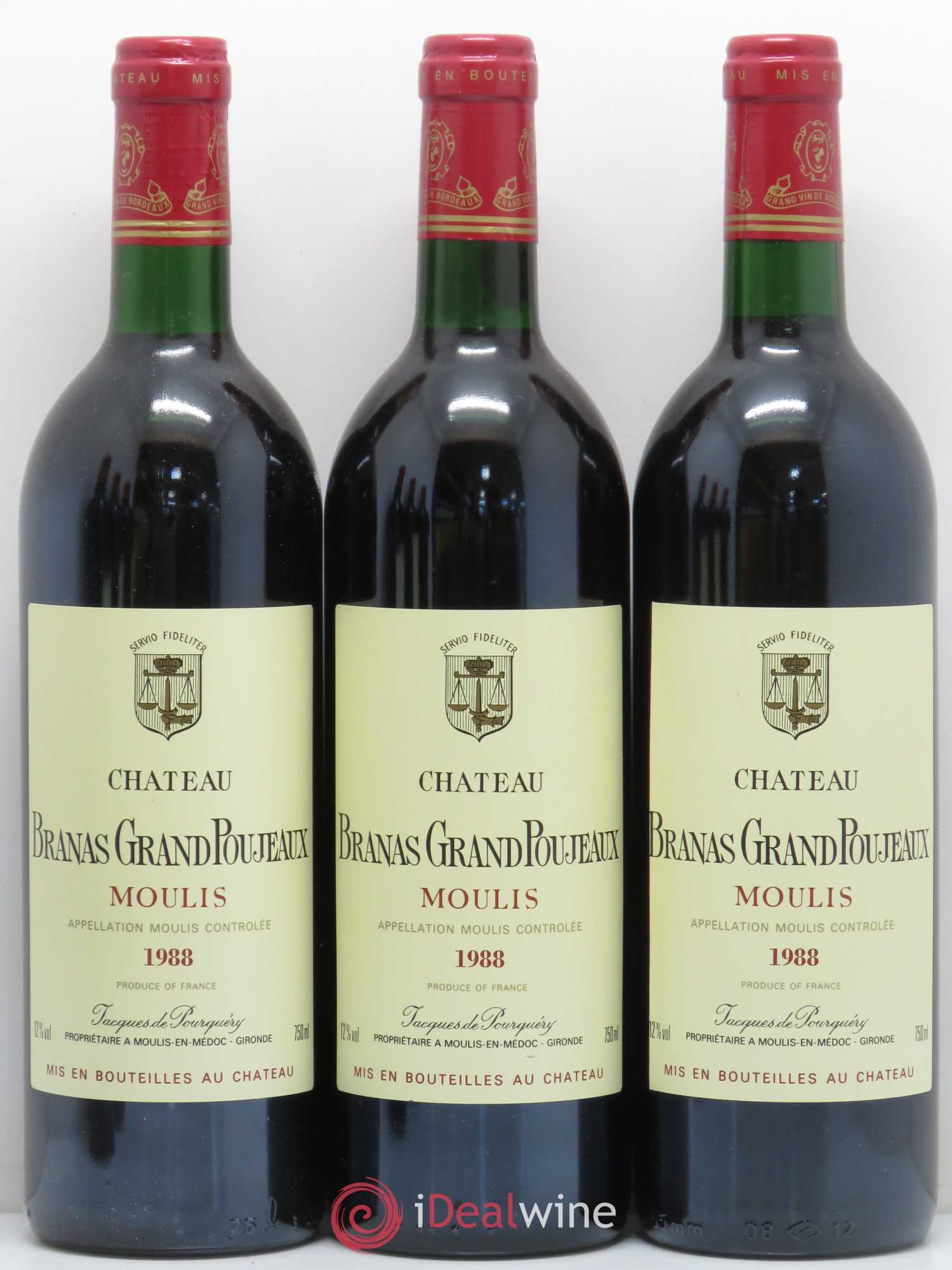 Château Branas Grand Poujeaux Cru Bourgeois  (sans prix de réserve) 1988 - Lot de 6 bouteilles - 1