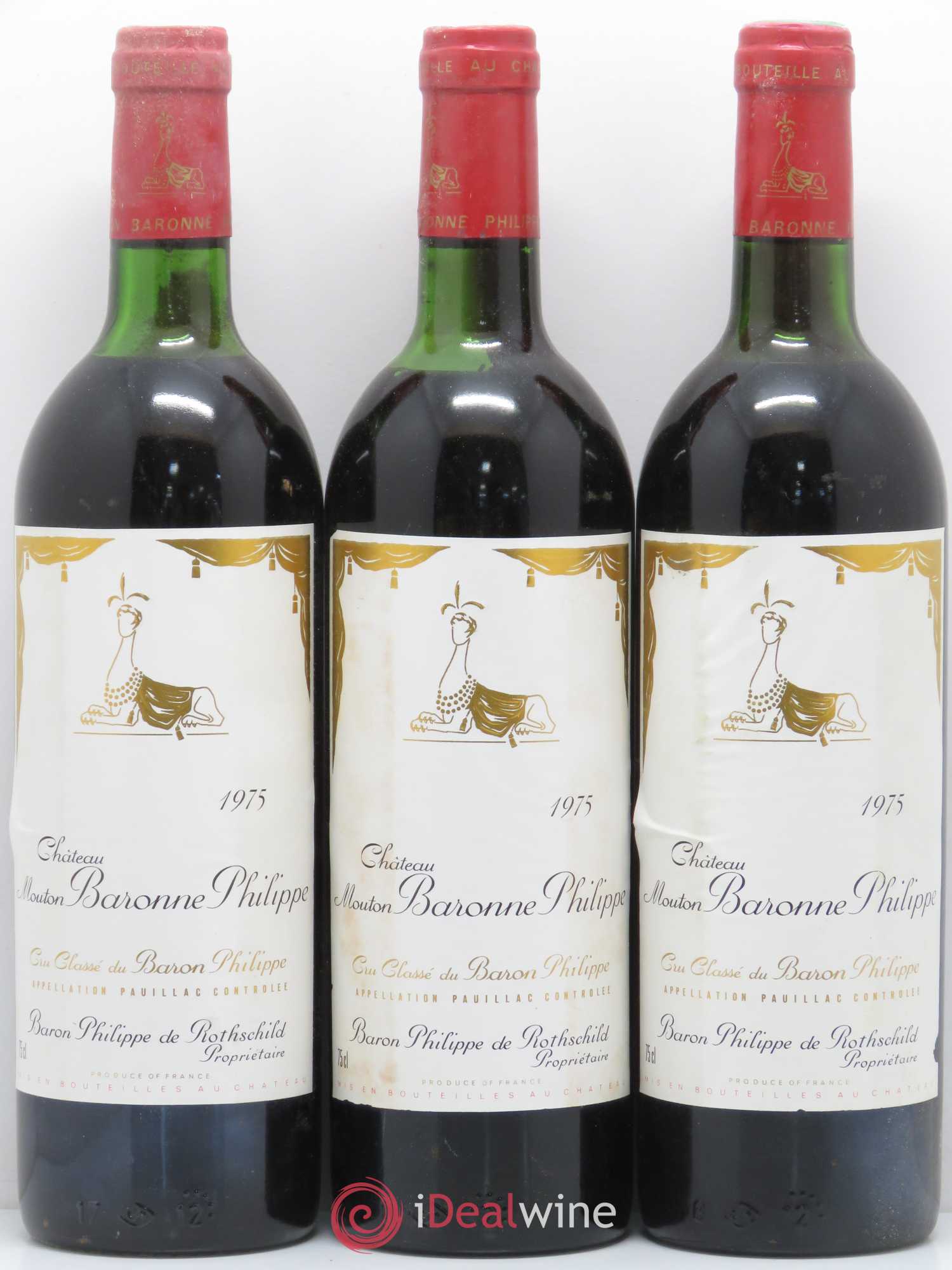 Château d' Armailhac - Mouton Baron(ne) Philippe 5ème Grand Cru Classé  (sans prix de réserve) 1975 - Lot de 12 bouteilles - 3
