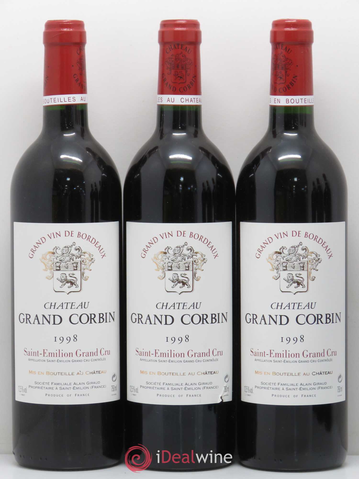 Château Grand Corbin Grand Cru Classé 1998 - Lot de 6 bouteilles - 1