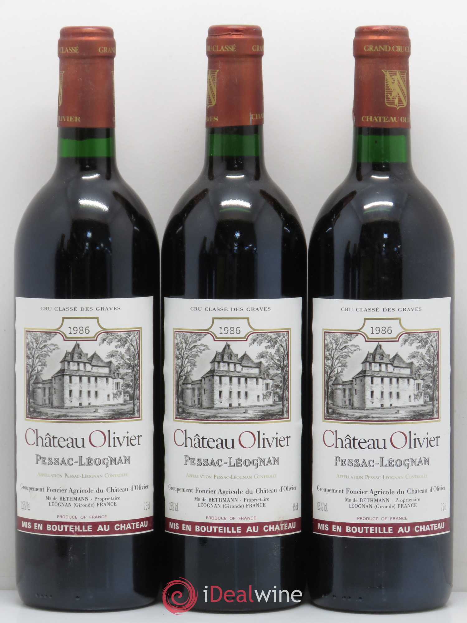 Château Olivier Cru Classé de Graves 1986 - Lot de 12 bouteilles - 1