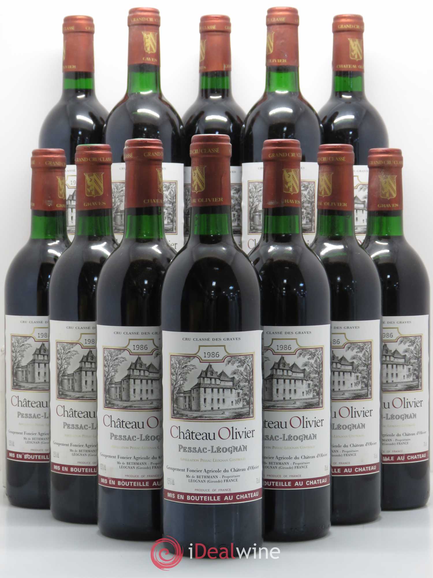 Château Olivier Cru Classé de Graves 1986 - Lot de 12 bouteilles - 0