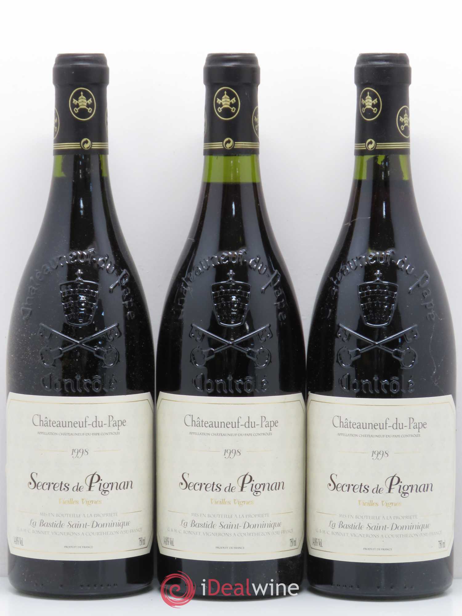 Châteauneuf-du-Pape La Bastide Saint Dominique secrets de pignan 1998 - Posten von 12 Flaschen - 1