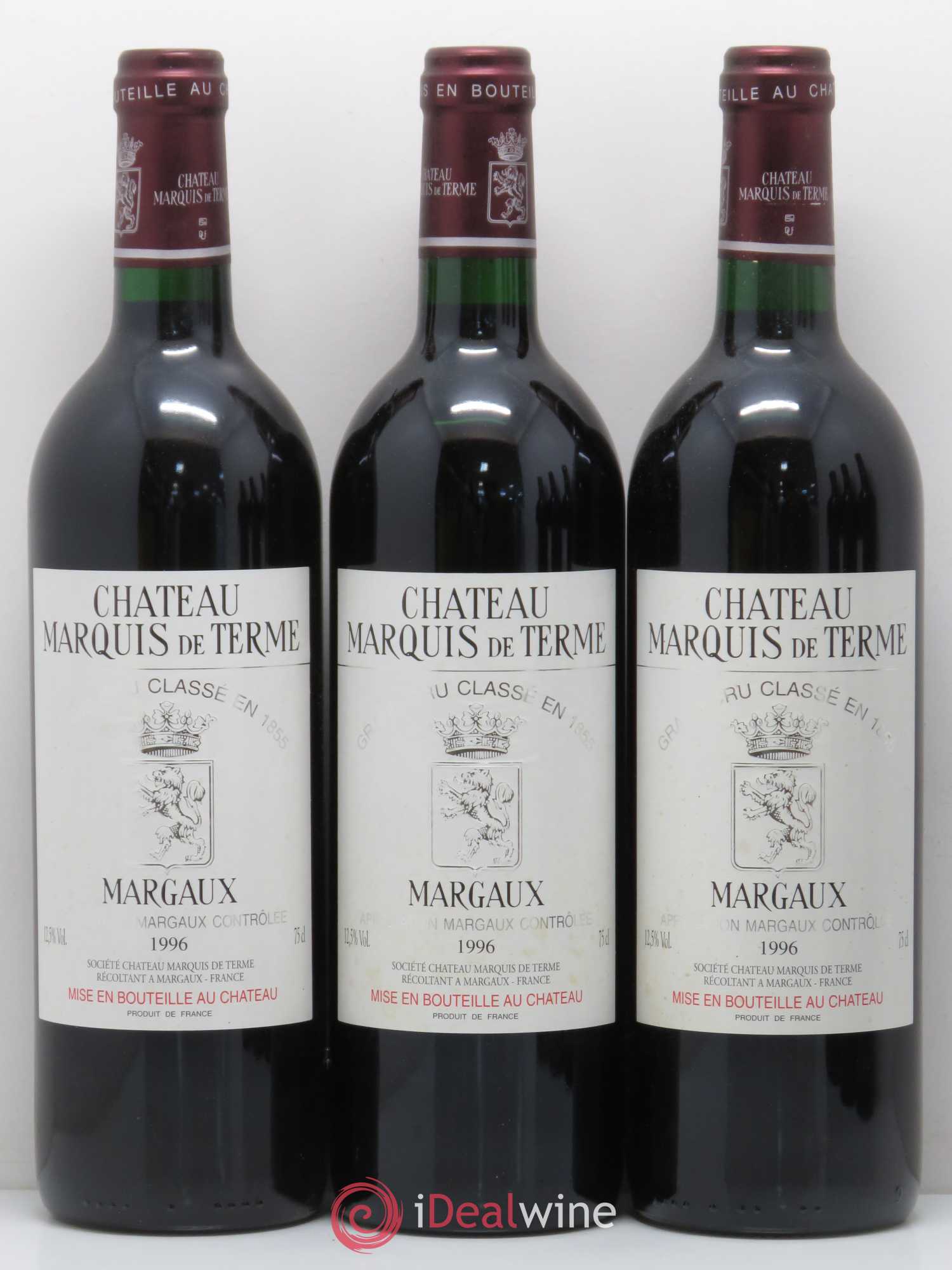Château Marquis de Terme 4ème Grand Cru Classé 1996 - Lot de 6 bouteilles - 1
