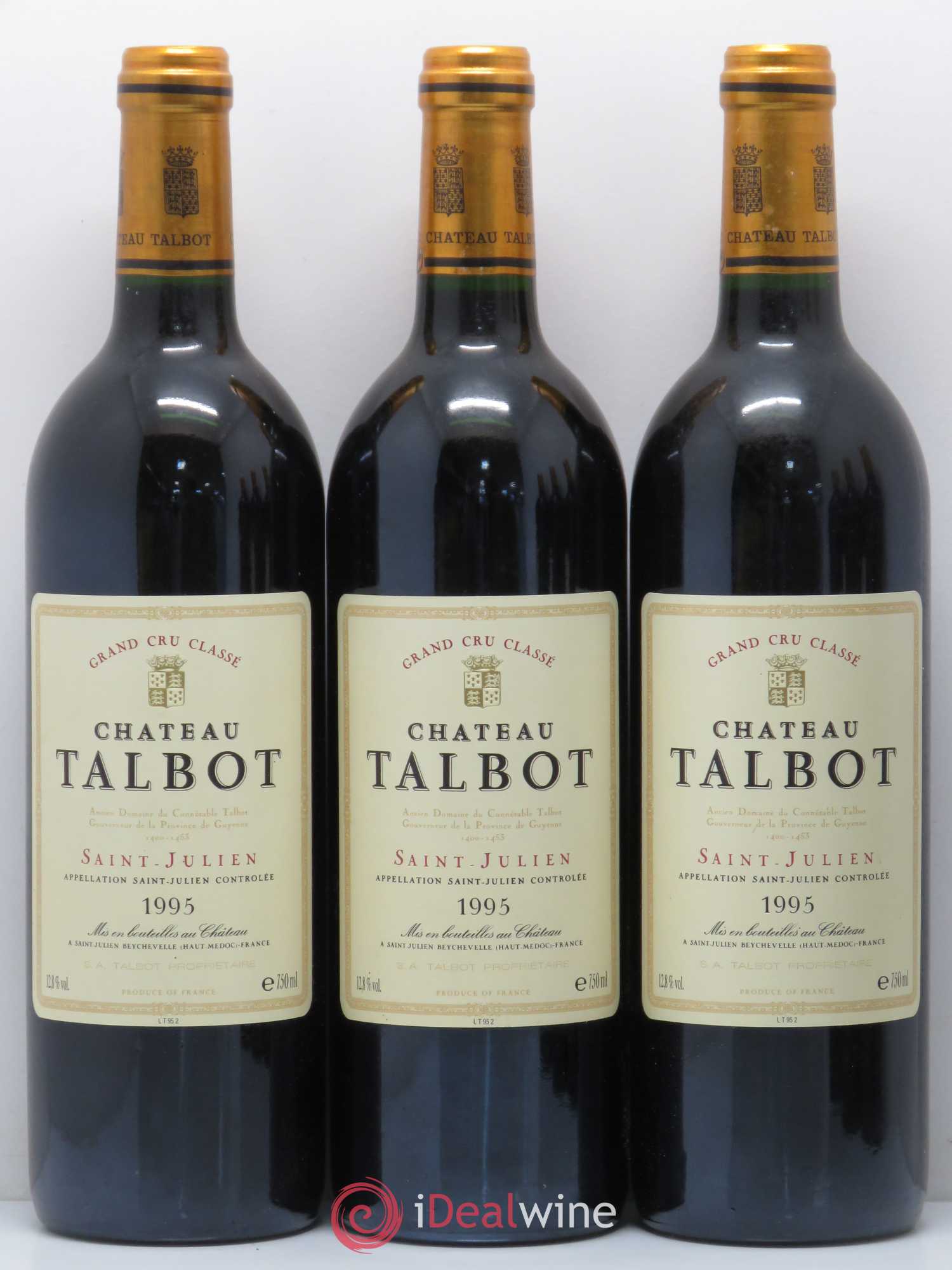 Château Talbot 4ème Grand Cru Classé 1995 - Lot de 6 bouteilles - 1