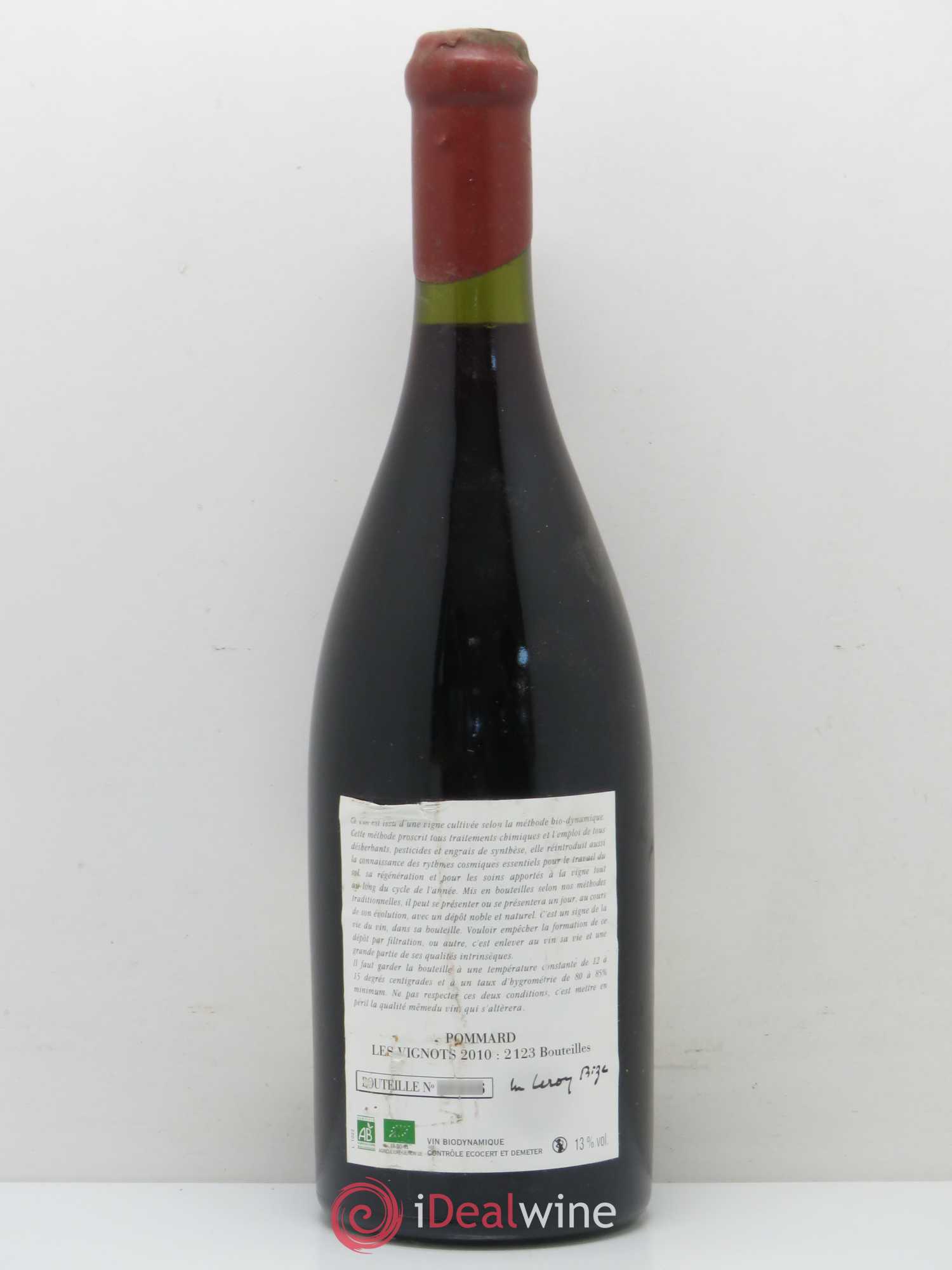 Pommard Les Vignots Leroy (Domaine) 2010 - Lot de 1 bouteille - 1