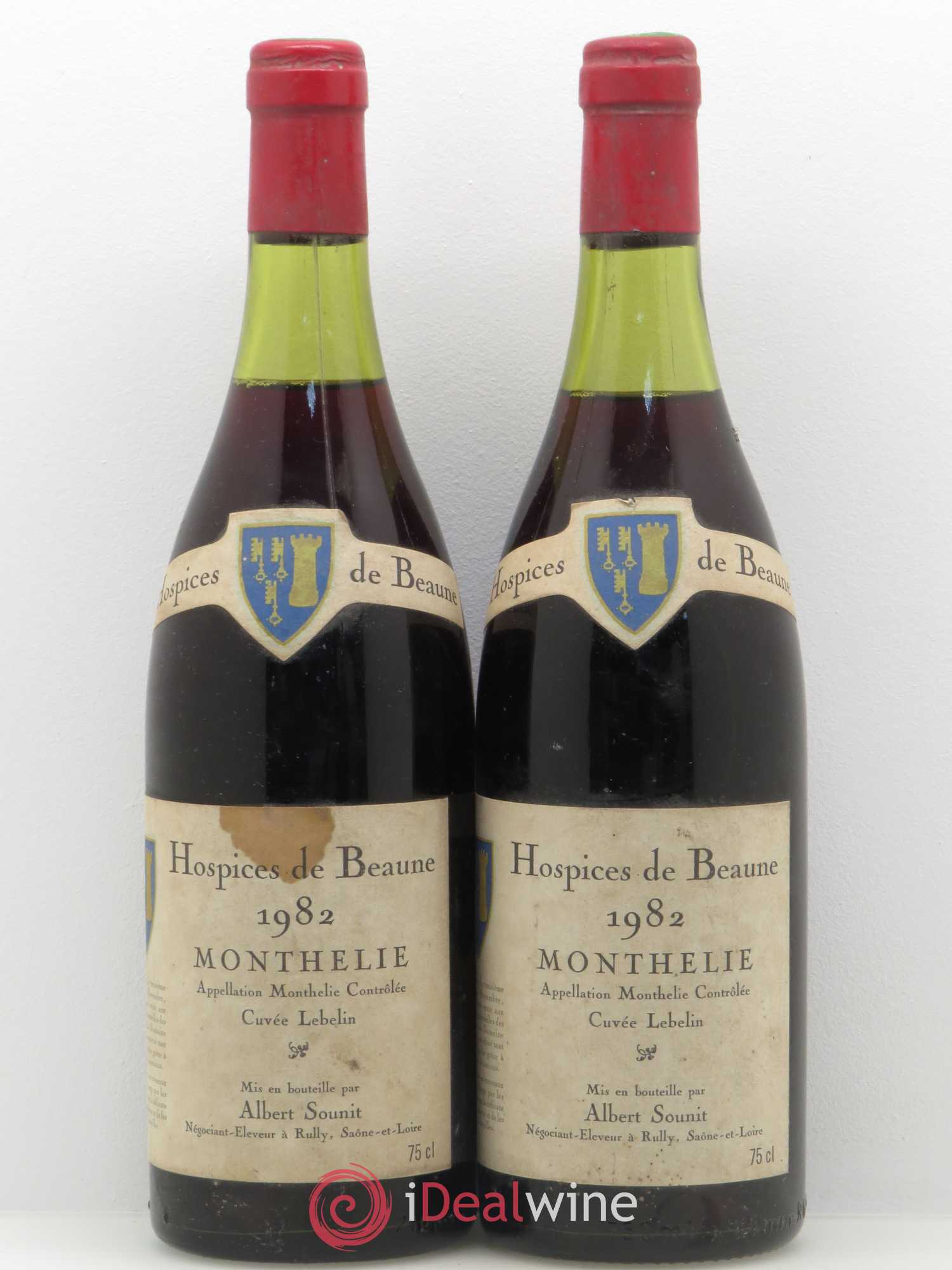 Monthélie 1er Cru Cuvée Lebelin Hospices de Beaune Albert Sounit 1982 - Posten von 2 Flaschen - 0