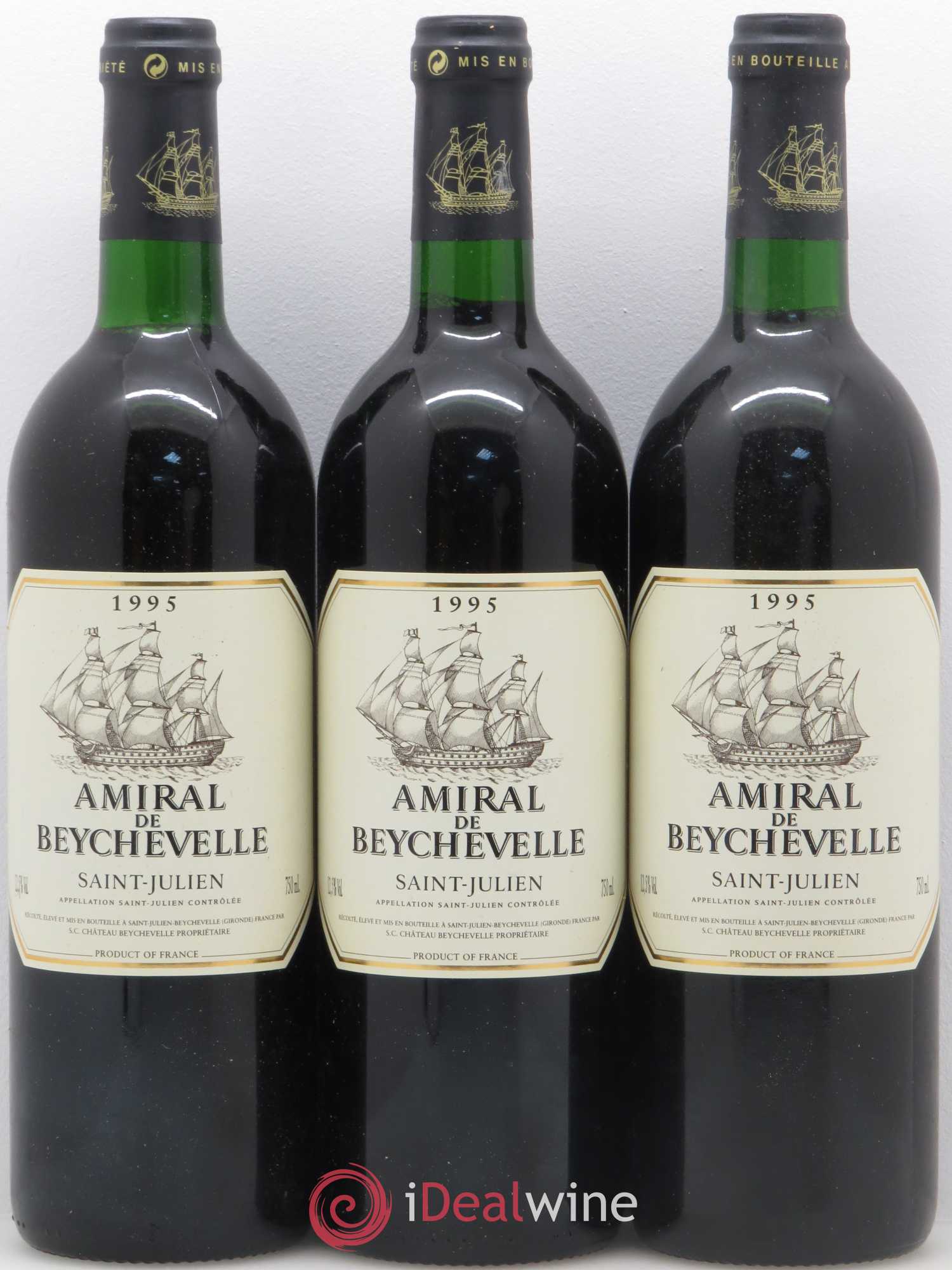 Amiral de Beychevelle Second Vin 1995 - Lot de 3 bouteilles - 0