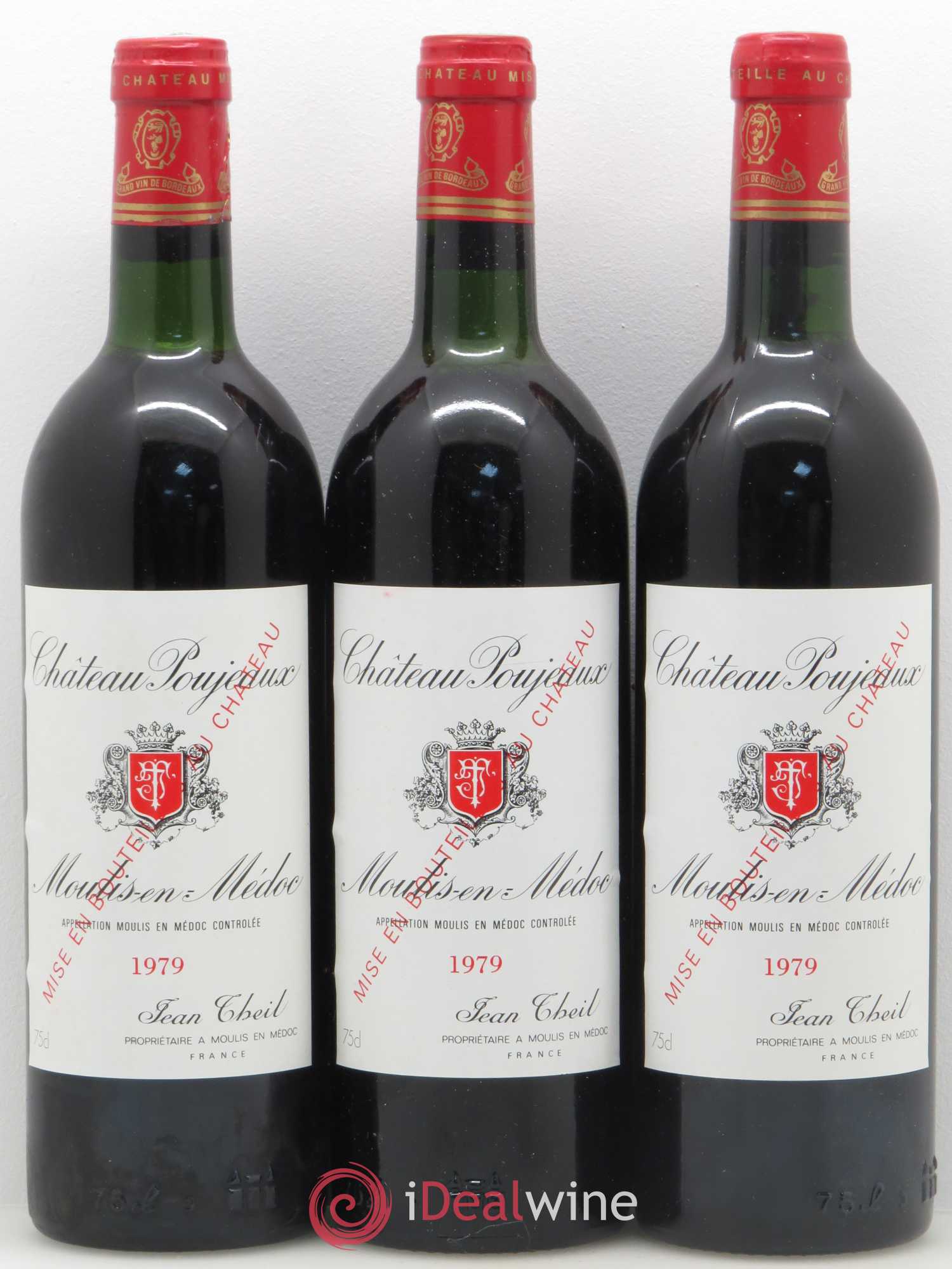 Château Poujeaux 1979 - Lot de 3 bouteilles - 0