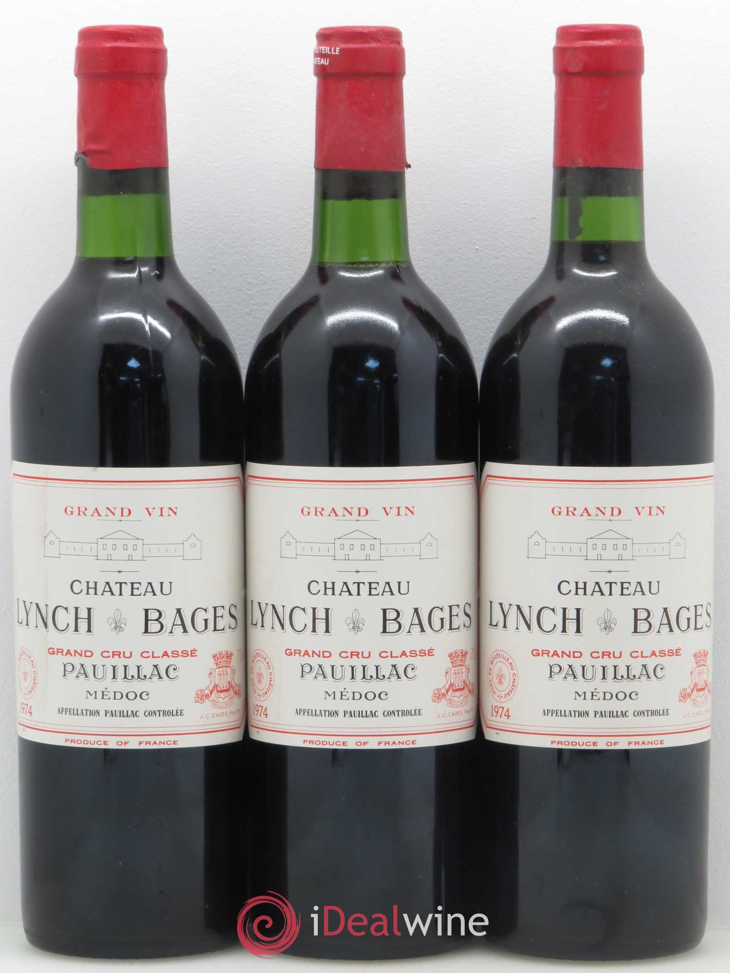 Château Lynch Bages 5ème Grand Cru Classé 1974 - Lot de 3 bouteilles - 0