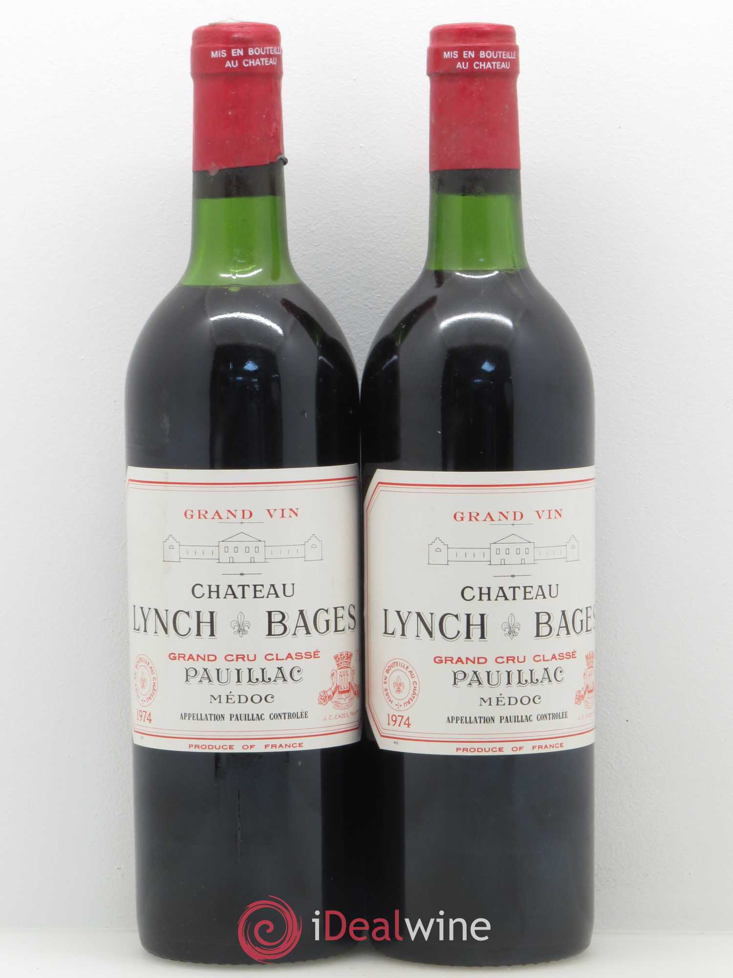 Château Lynch Bages 5ème Grand Cru Classé 1974 - Lot de 2 bouteilles - 0