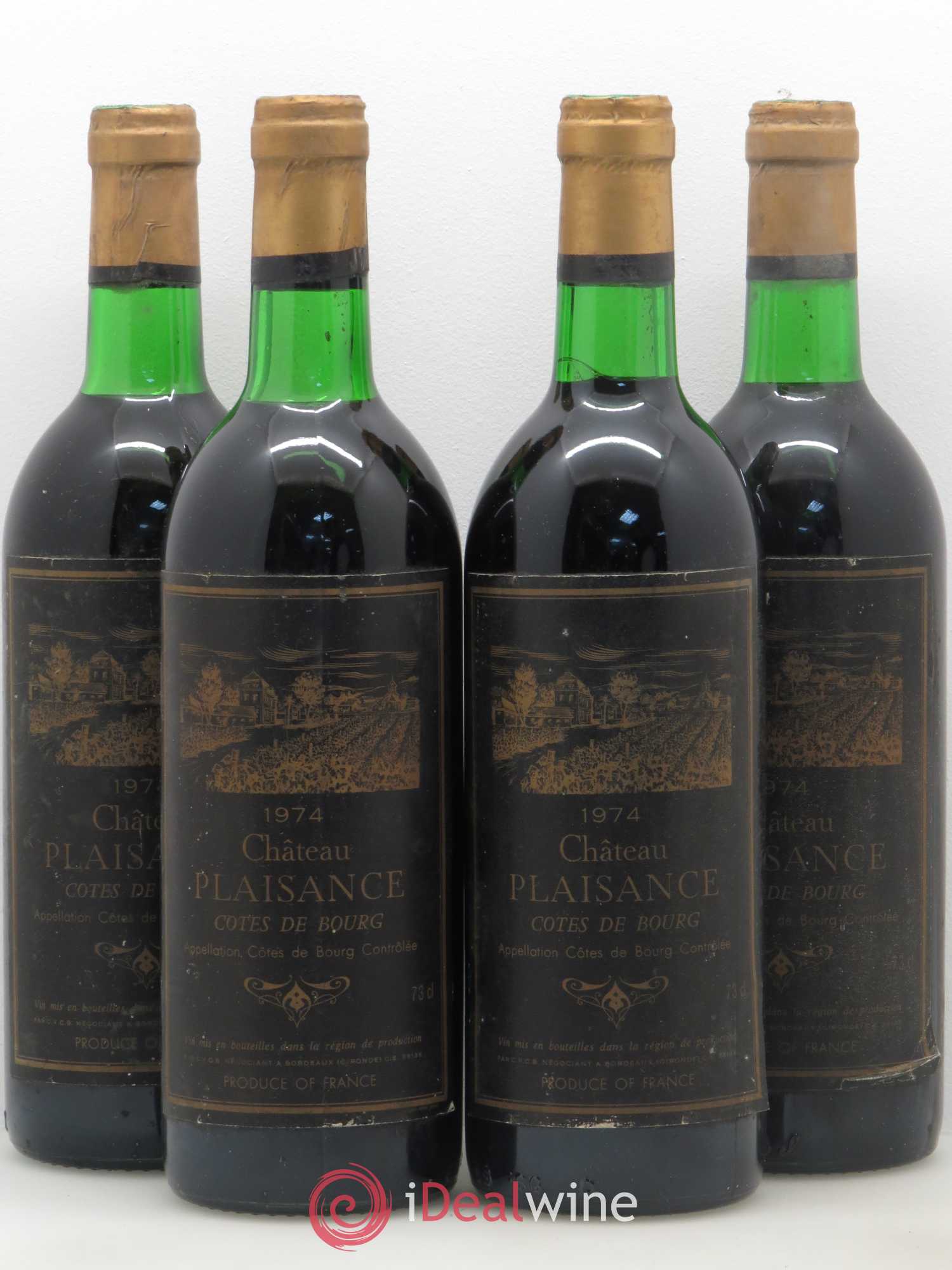Côtes de Bourg Château Plaisance 1974 - Posten von 4 Flaschen - 0