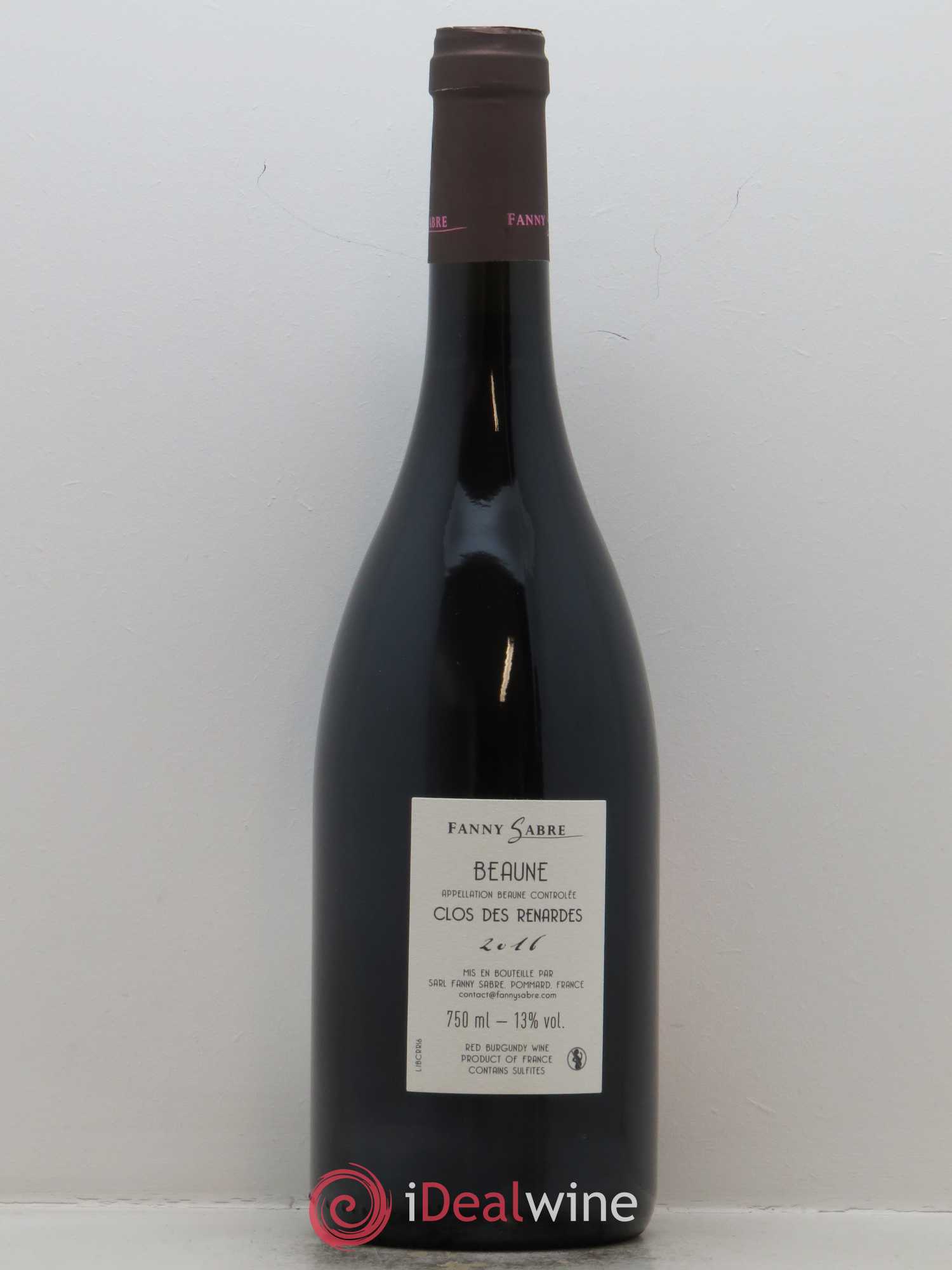 Beaune Clos des Renardes Pinot Noir Fanny Sabre 2016 - Lot de 1 bouteille - 1