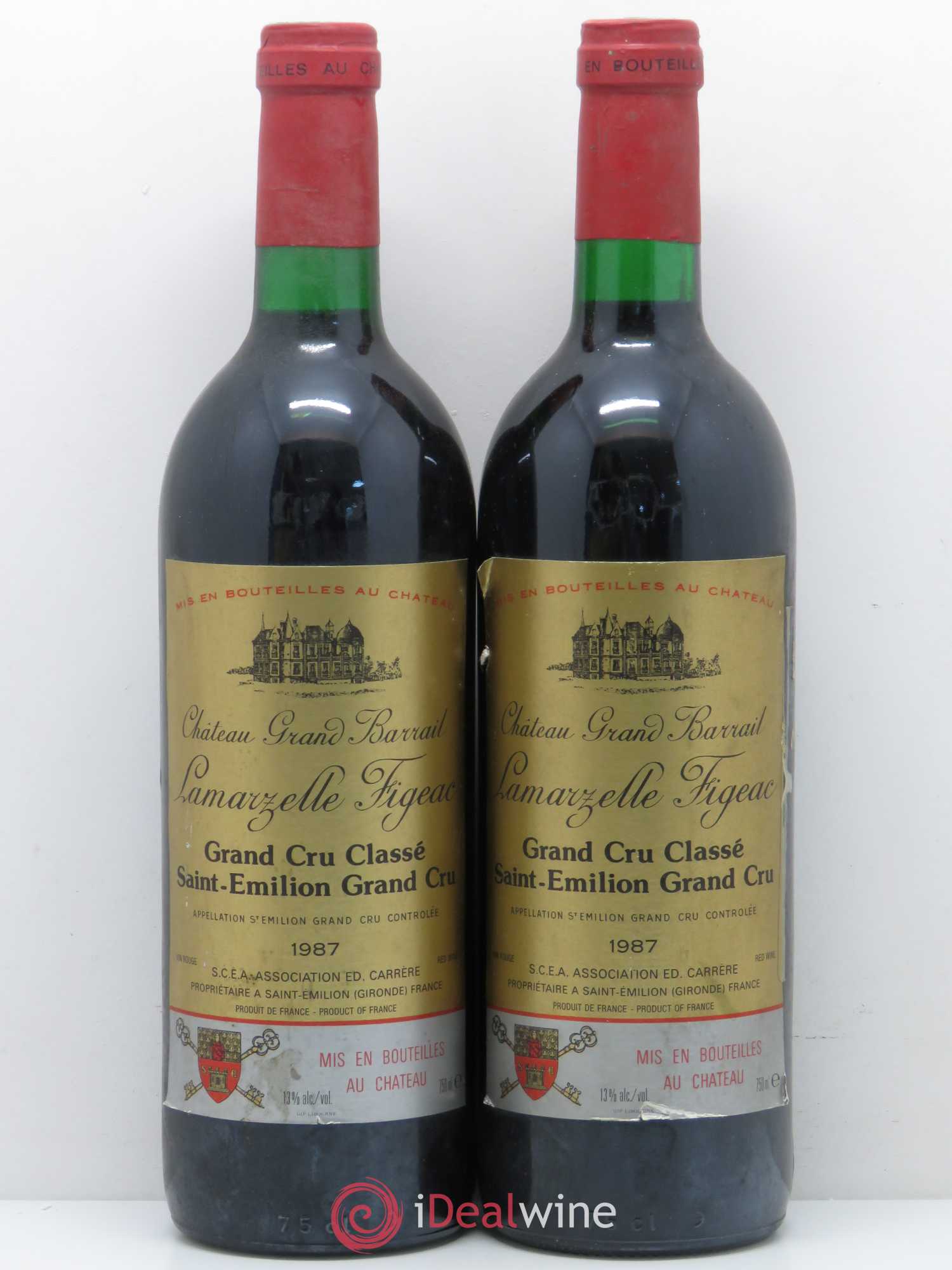 Château Grand Barrail Lamarzelle Figeac Grand Cru Classé 1987 - Lot de 2 bouteilles - 0