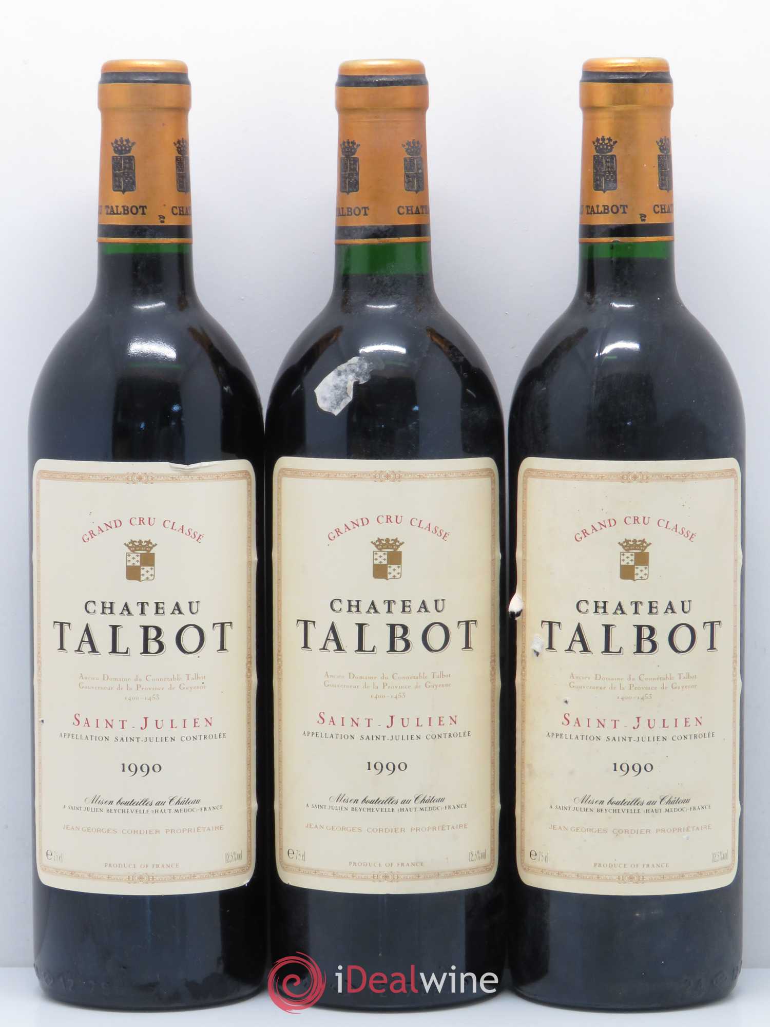 Château Talbot 4ème Grand Cru Classé 1990 - Lot de 3 bouteilles - 0