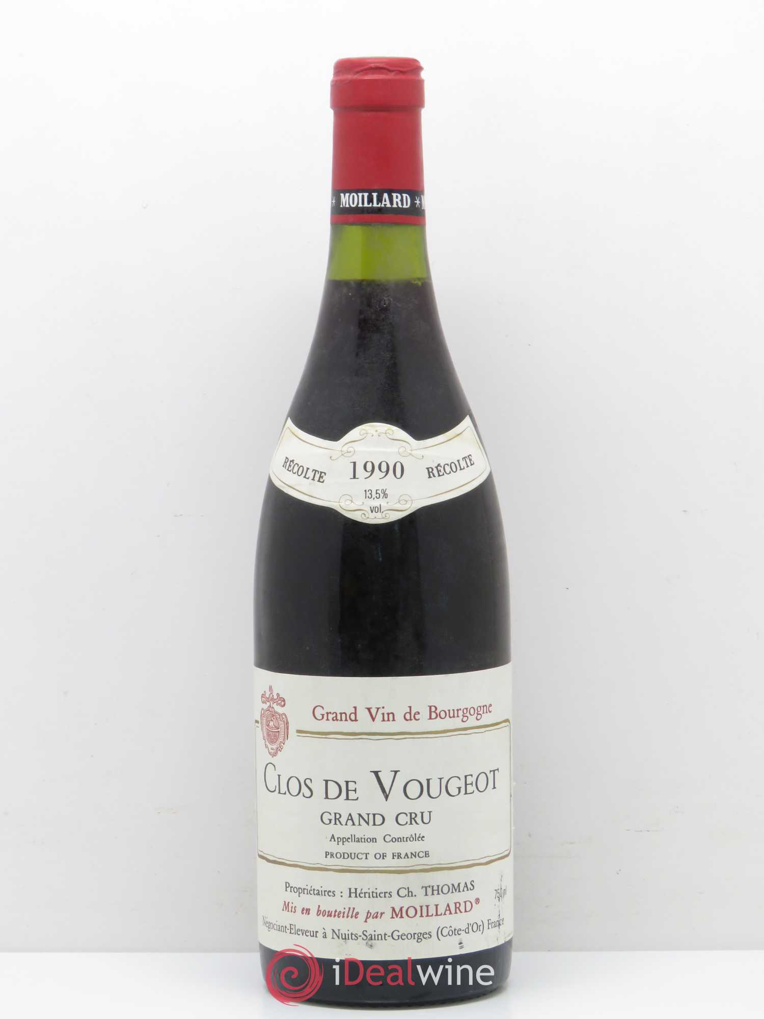 Clos de Vougeot Grand Cru Domaine Moillard 1990 - Lot de 1 bouteille - 0