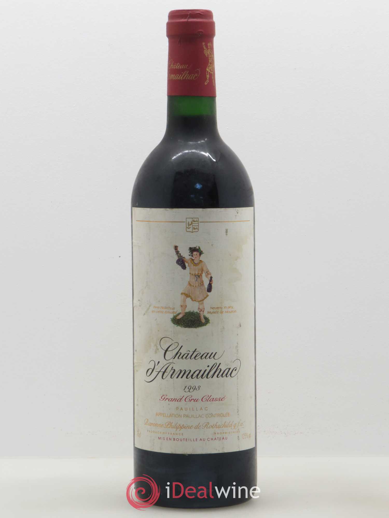 Château d' Armailhac - Mouton Baron(ne) Philippe 5ème Grand Cru Classé 1993 - Lot de 1 bouteille - 0