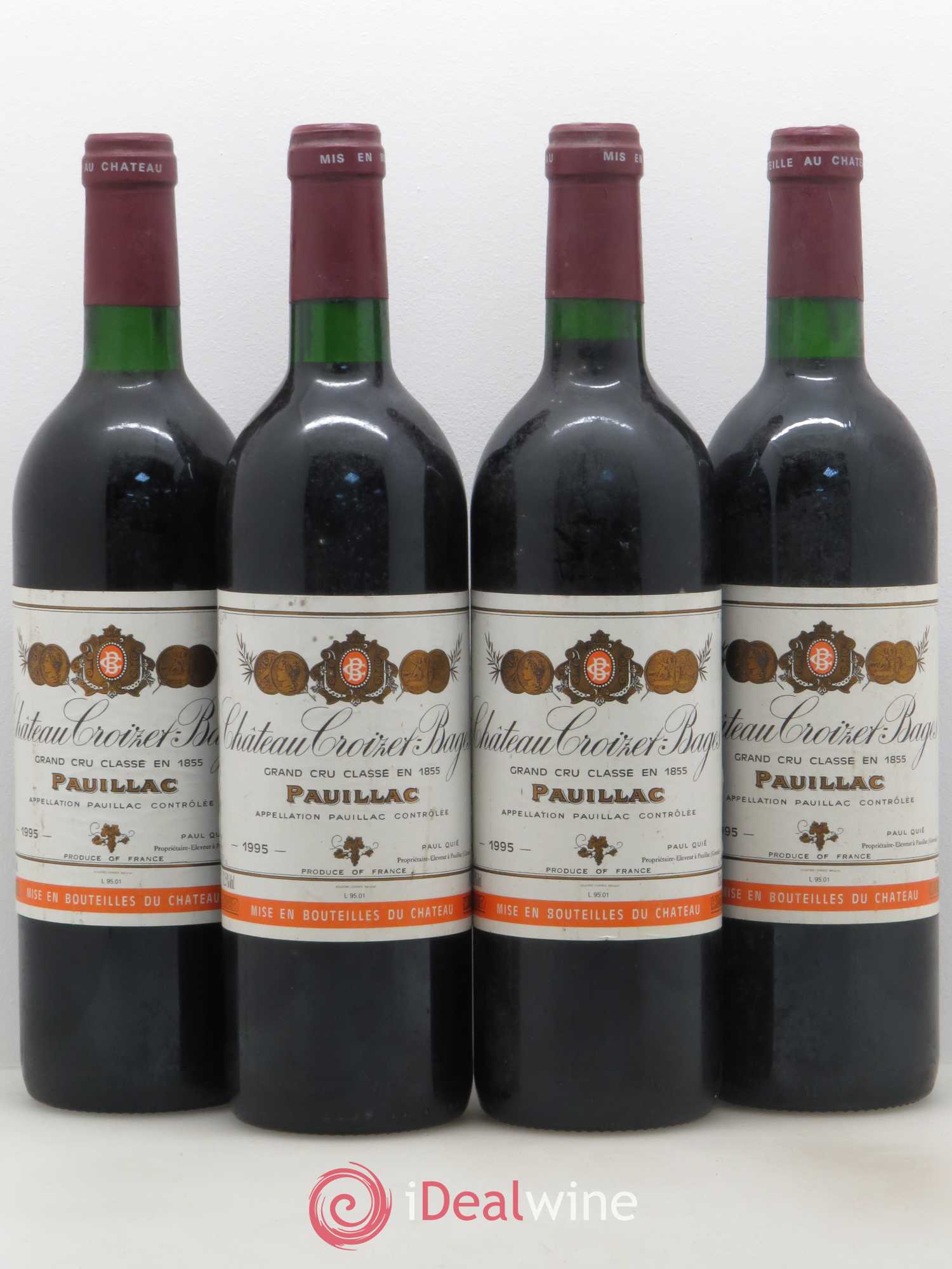 Château Croizet Bages 5ème Grand Cru Classé 1995 - Lot de 4 bouteilles - 0