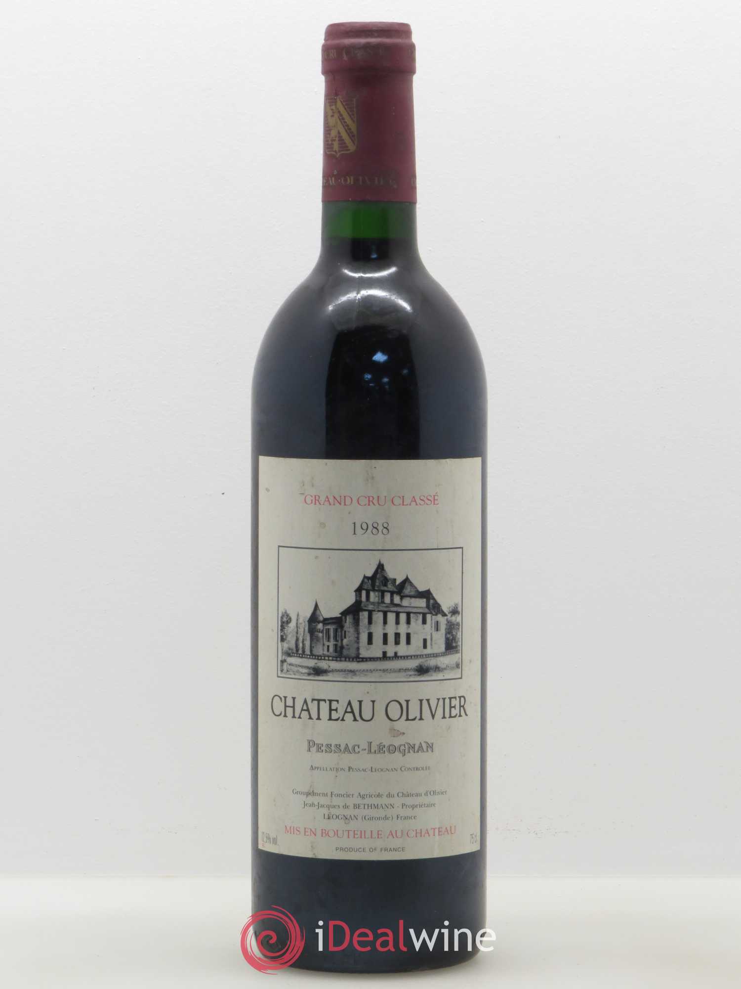 Château Olivier Cru Classé de Graves 1988 - Lot de 1 bouteille - 0