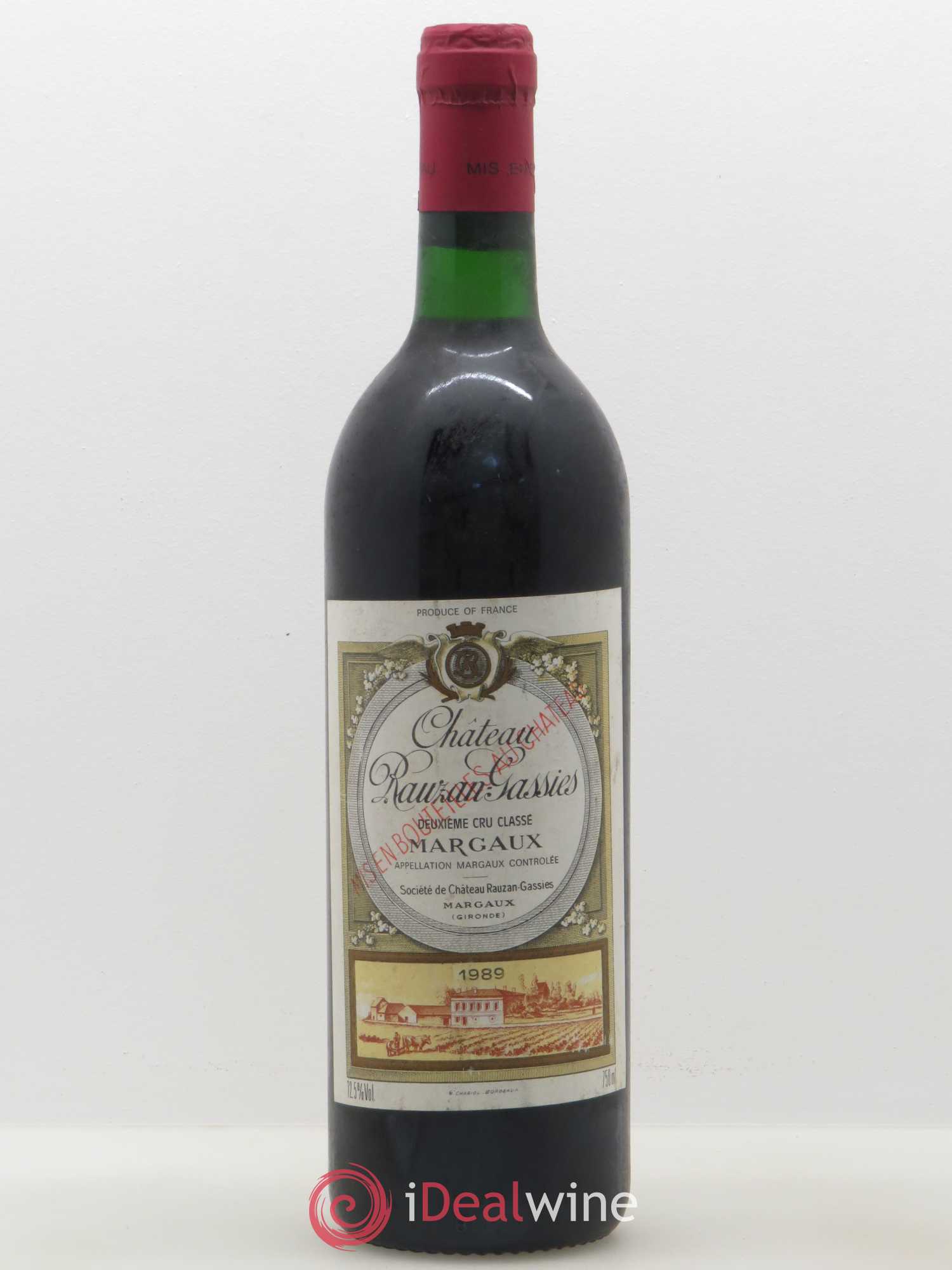 Château Rauzan-Gassies 2ème Grand Cru Classé 1989 - Lot de 1 bouteille - 0