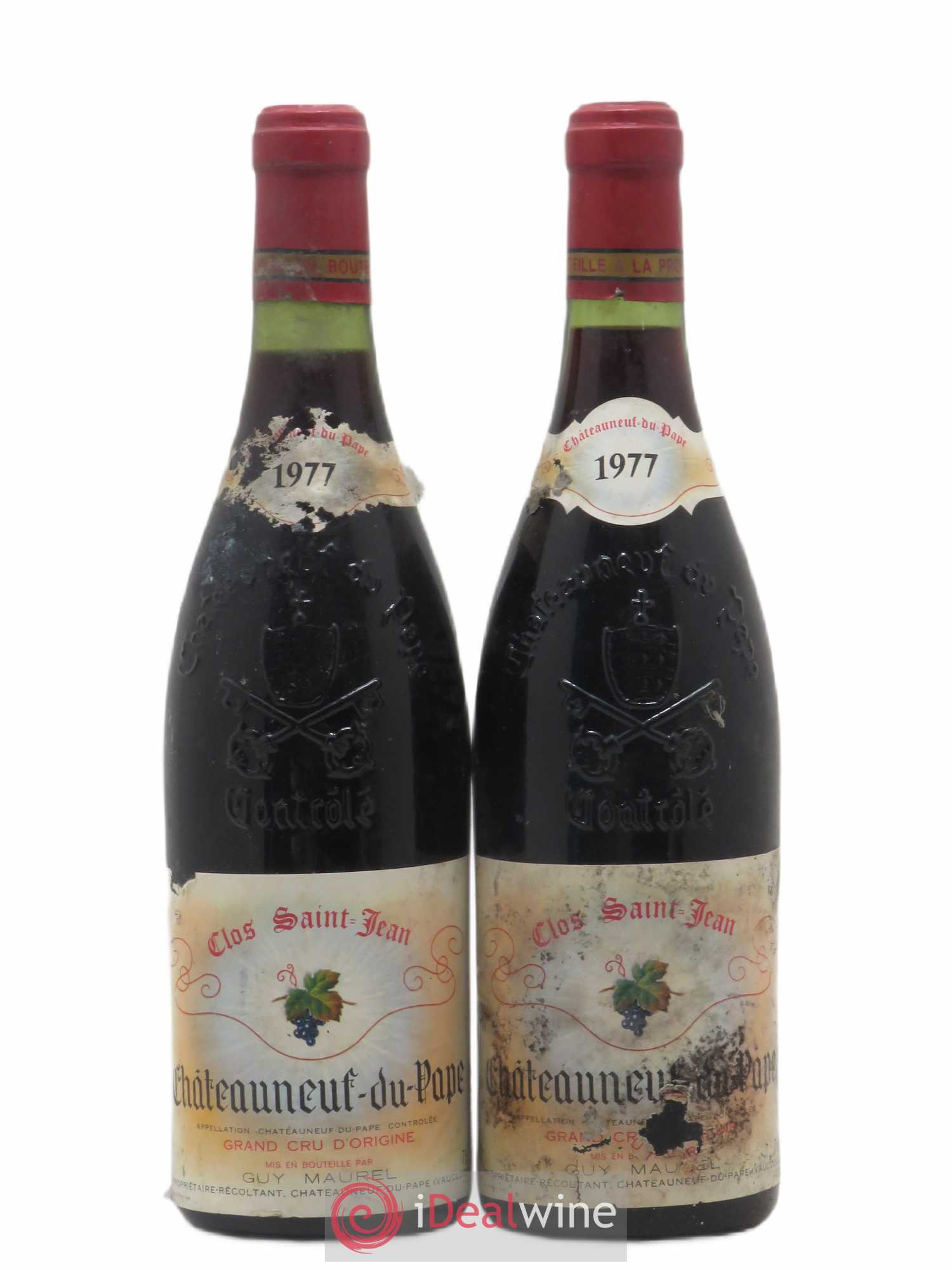 Châteauneuf-du-Pape Grand Cru D'Origine Clos Saint Jean Mr Guy Morel 1977 - Posten von 2 Flaschen - 0