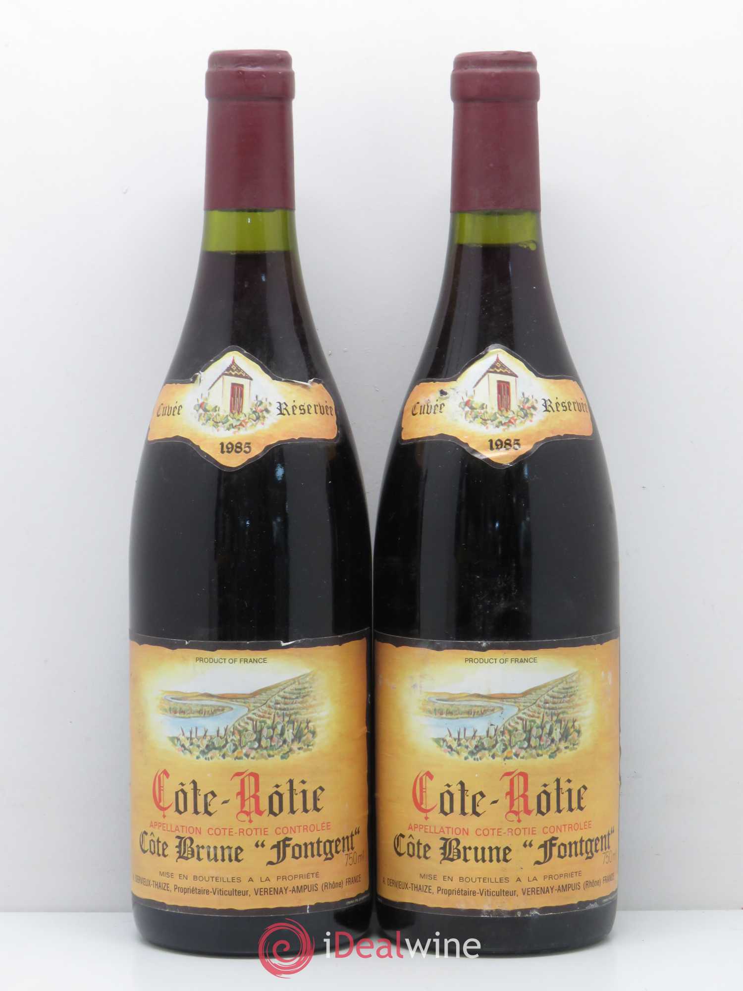 Côte-Rôtie Côte Brune Fontgent Domaine A.Dervieux Thaize 1985 - Posten von 2 Flaschen - 0