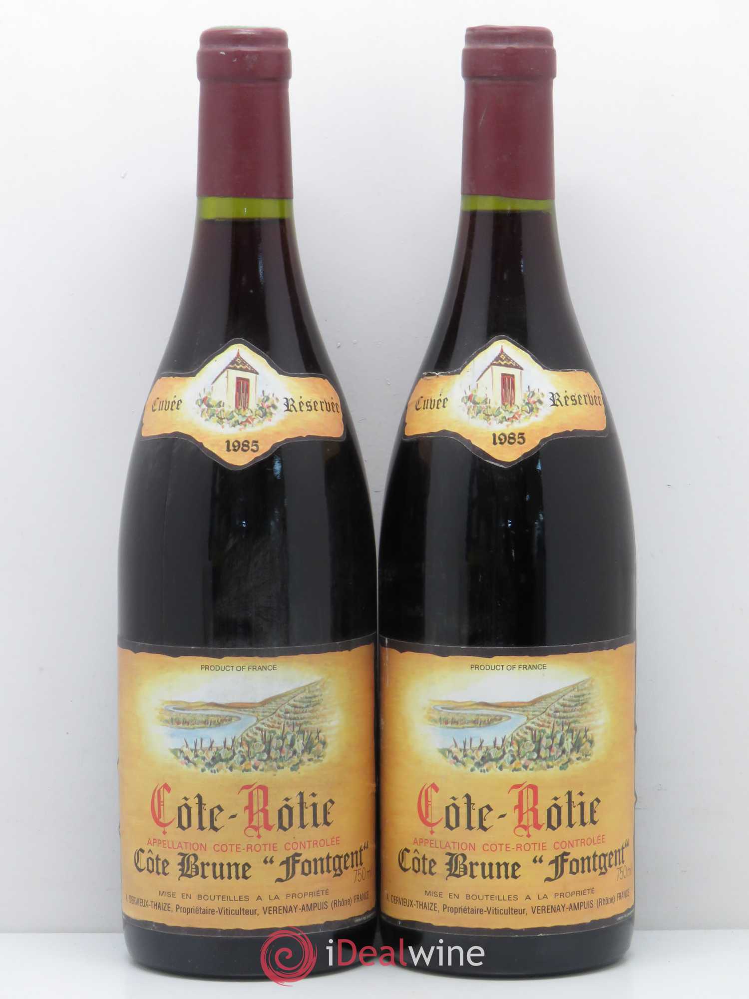 Côte-Rôtie Côte Brune Fontgent Domaine A.Dervieux Thaize 1985 - Lot de 2 bouteilles - 0