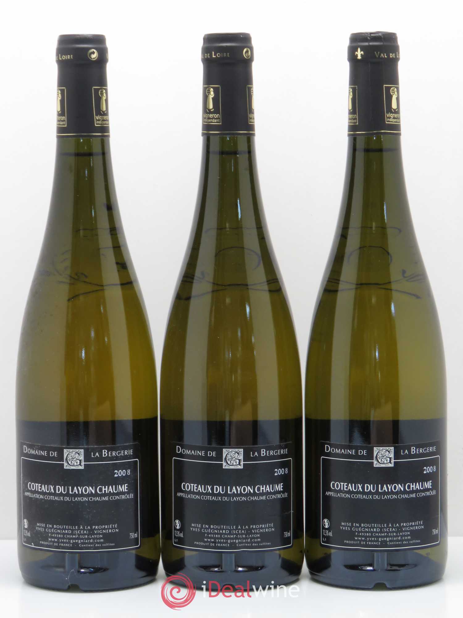 Coteaux du Layon Chaume Yves Guegniard Domaine de la Bergerie 2008 - Lot de 3 bouteilles - 1