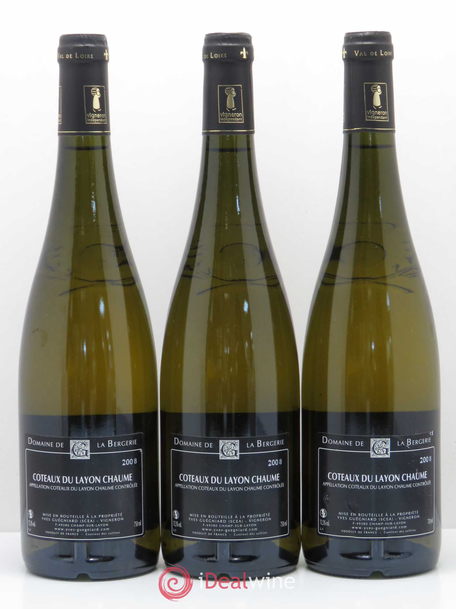 Coteaux du Layon Chaume Yves Guegniard Domaine de la Bergerie 2008 - Lotto di 3 bottiglie - 1