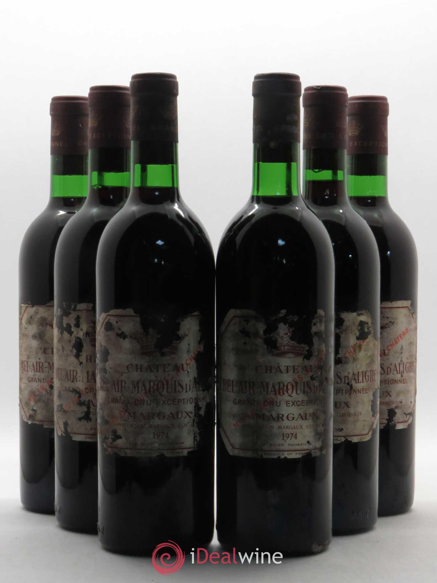 Château Bel Air Marquis d'Aligre 1974 - Lot de 6 bouteilles - 0