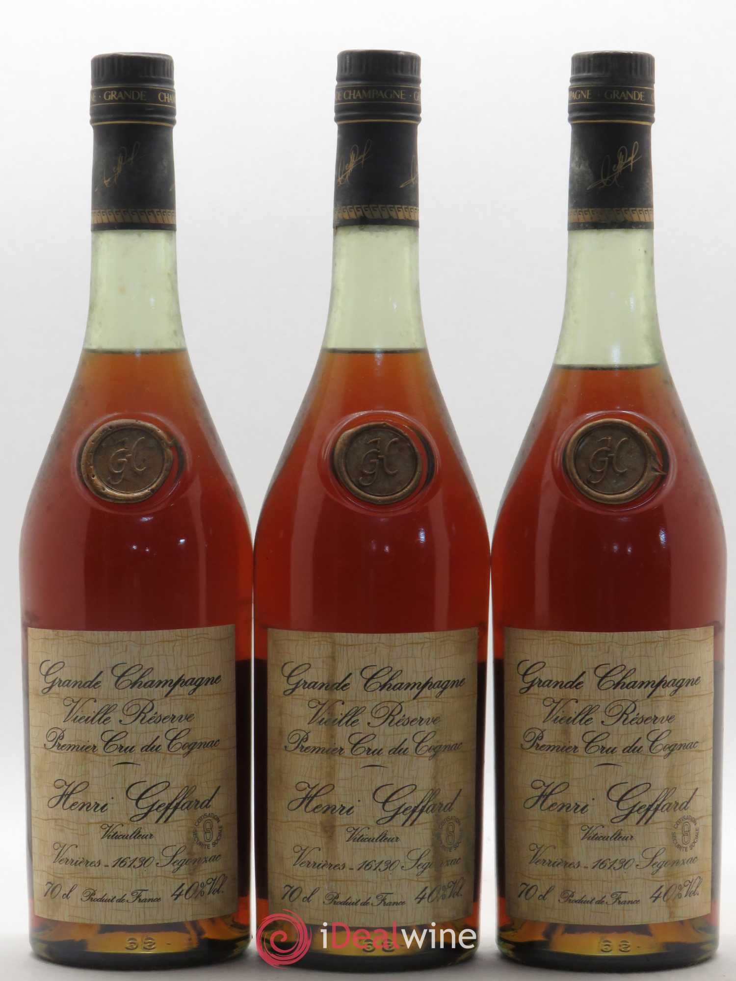 Cognac Grande Champagne Vieille Reserve Henri Geffard - Posten von 3 Flaschen - 0