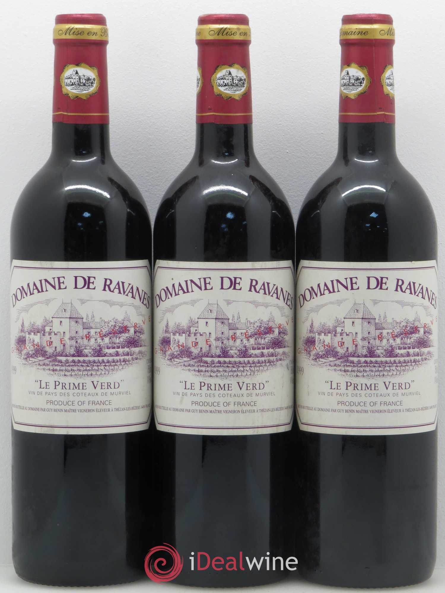 Divers IGP Coteaux de Murviel Le Prime Verd Grande Réserve Domaine de Ravanès 1999 - Posten von 3 Flaschen - 0