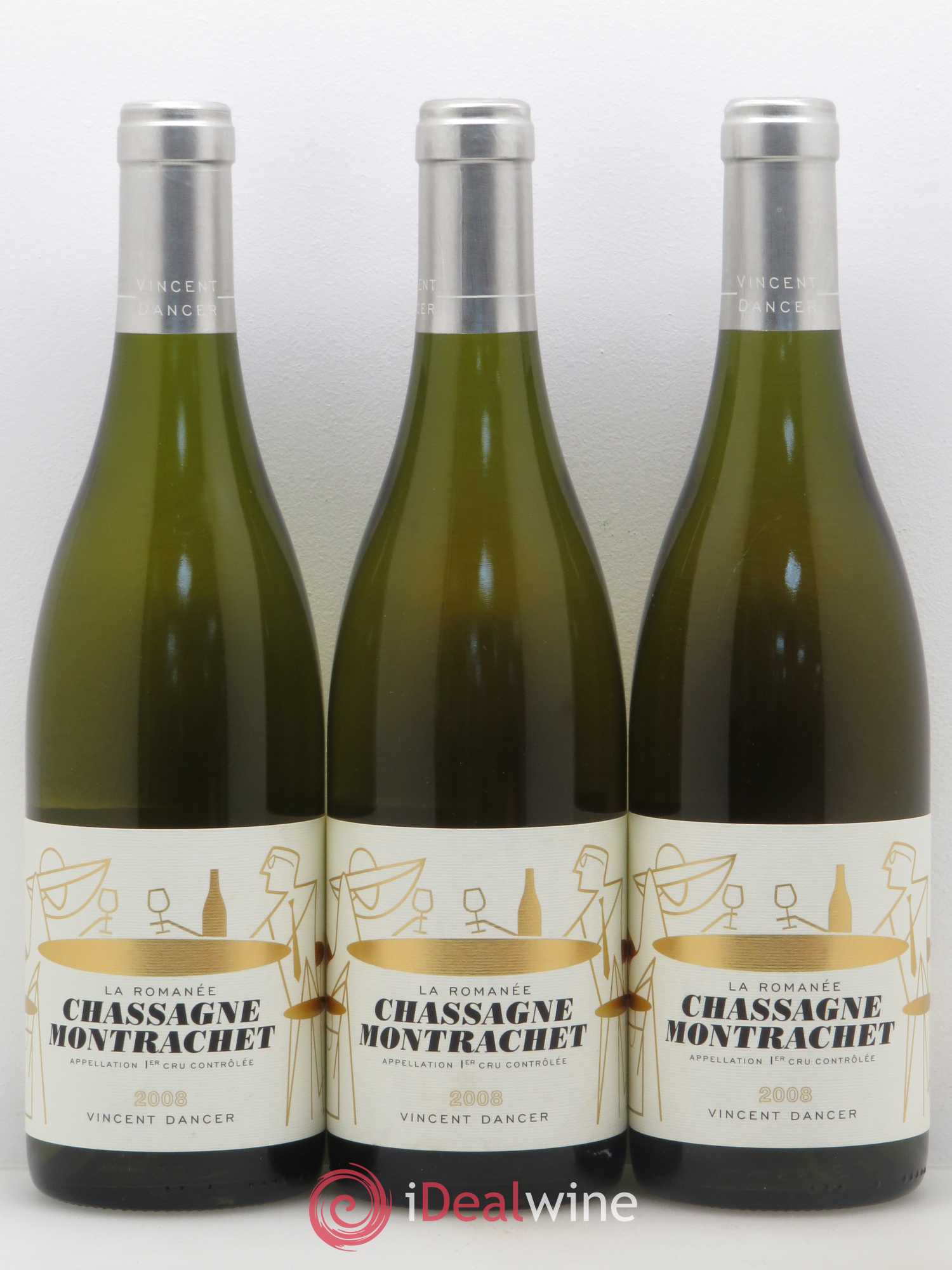Chassagne-Montrachet 1er Cru La Romanée Vincent Dancer 2008 - Lot de 3 bouteilles - 0