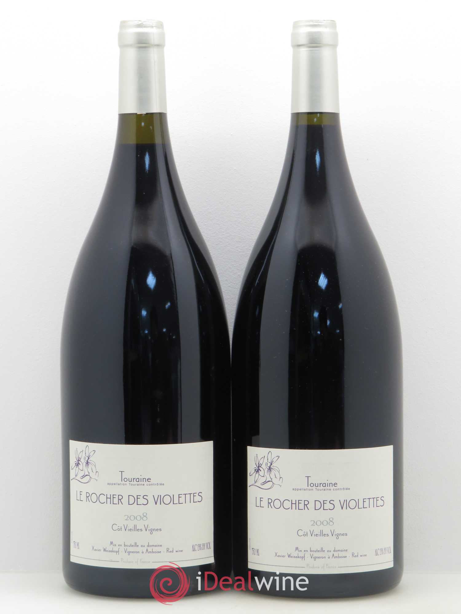 Divers Touraine Cot Vieilles Vignes Le Rocher des Violettes 2008 - Posten von 2 Magnum - 0