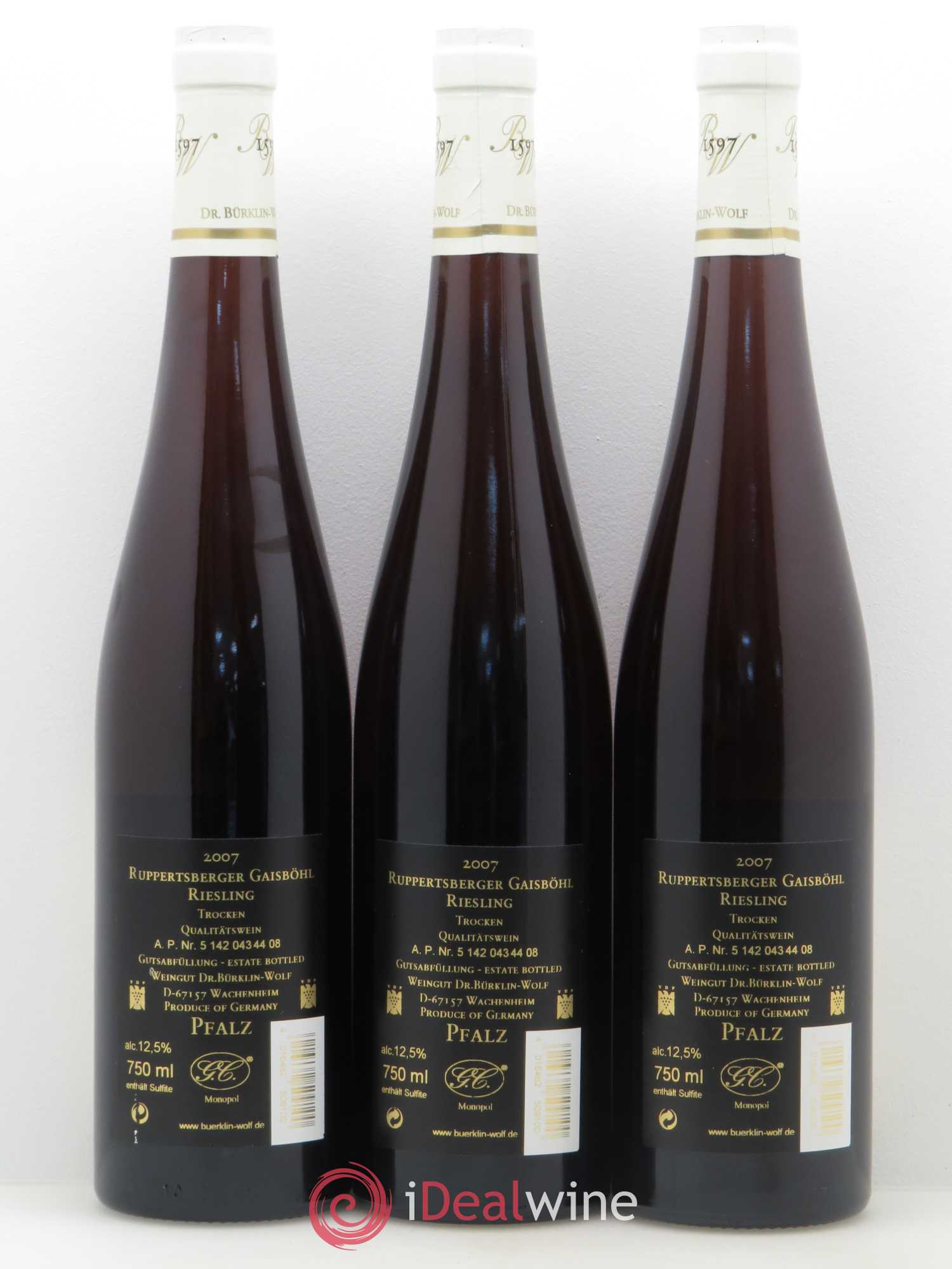 Riesling Grand Cru Ruppertsberger Gaisbohl Dr Burklin-Wolf 2007 - Posten von 3 Flaschen - 1